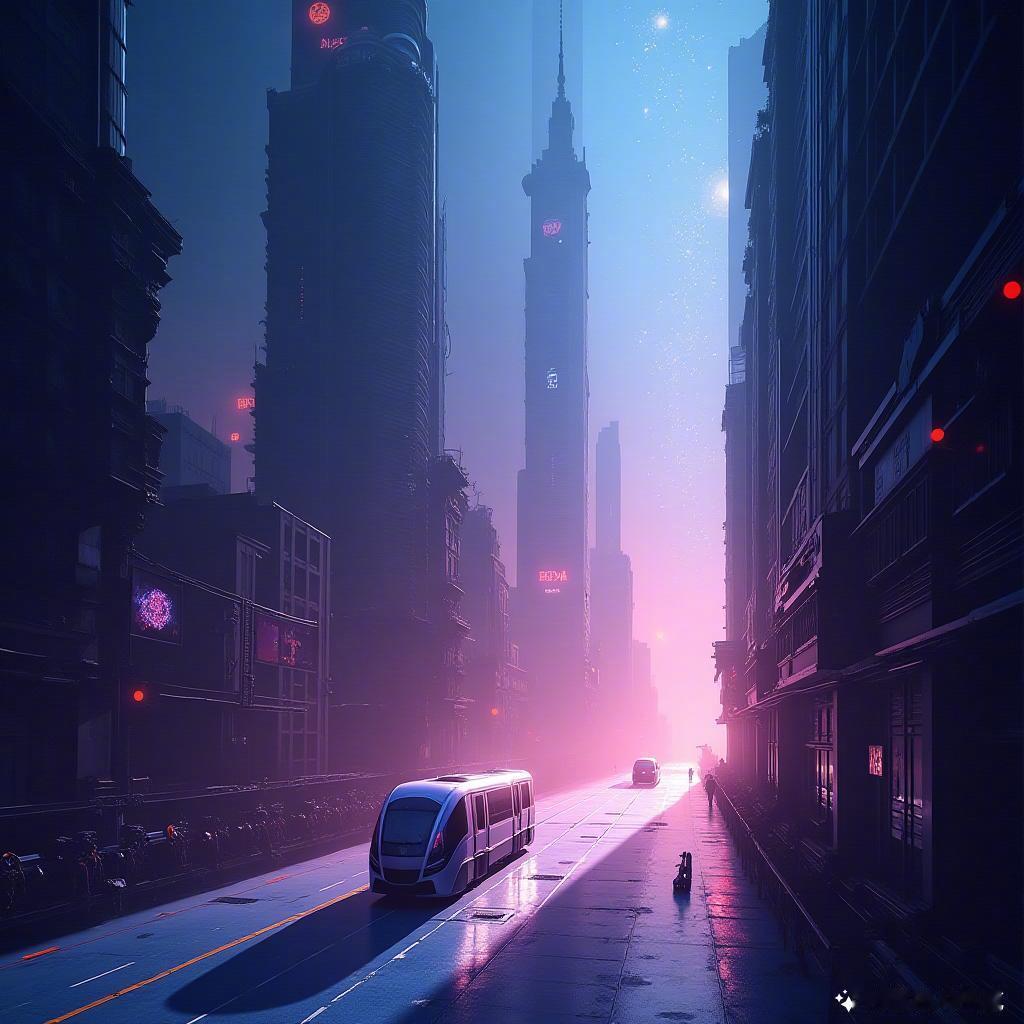 未来的城市，如梦般璀璨🌌，科技与光影交织，带来无尽的想象✨。在这片奇幻的景象中