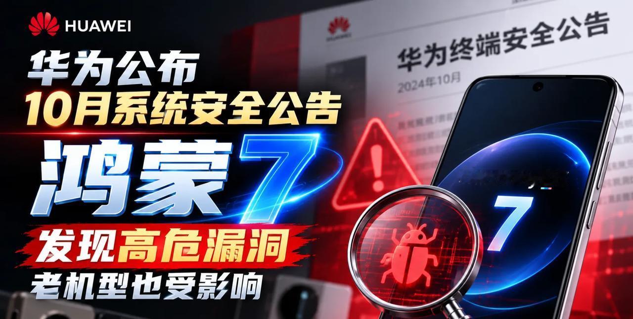 华为公布10月系统安全公告，鸿蒙7发现高危漏洞，老机型也受影响
最近华为发布了1