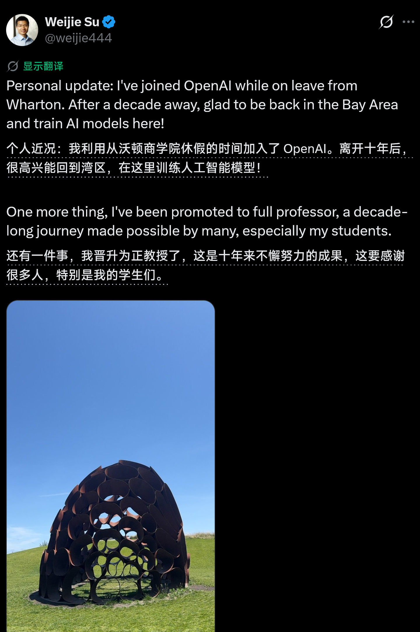 苏炜杰入职OpenAI，大佬今年刚拿了国际统计学界最高荣誉“考普斯会长奖” 