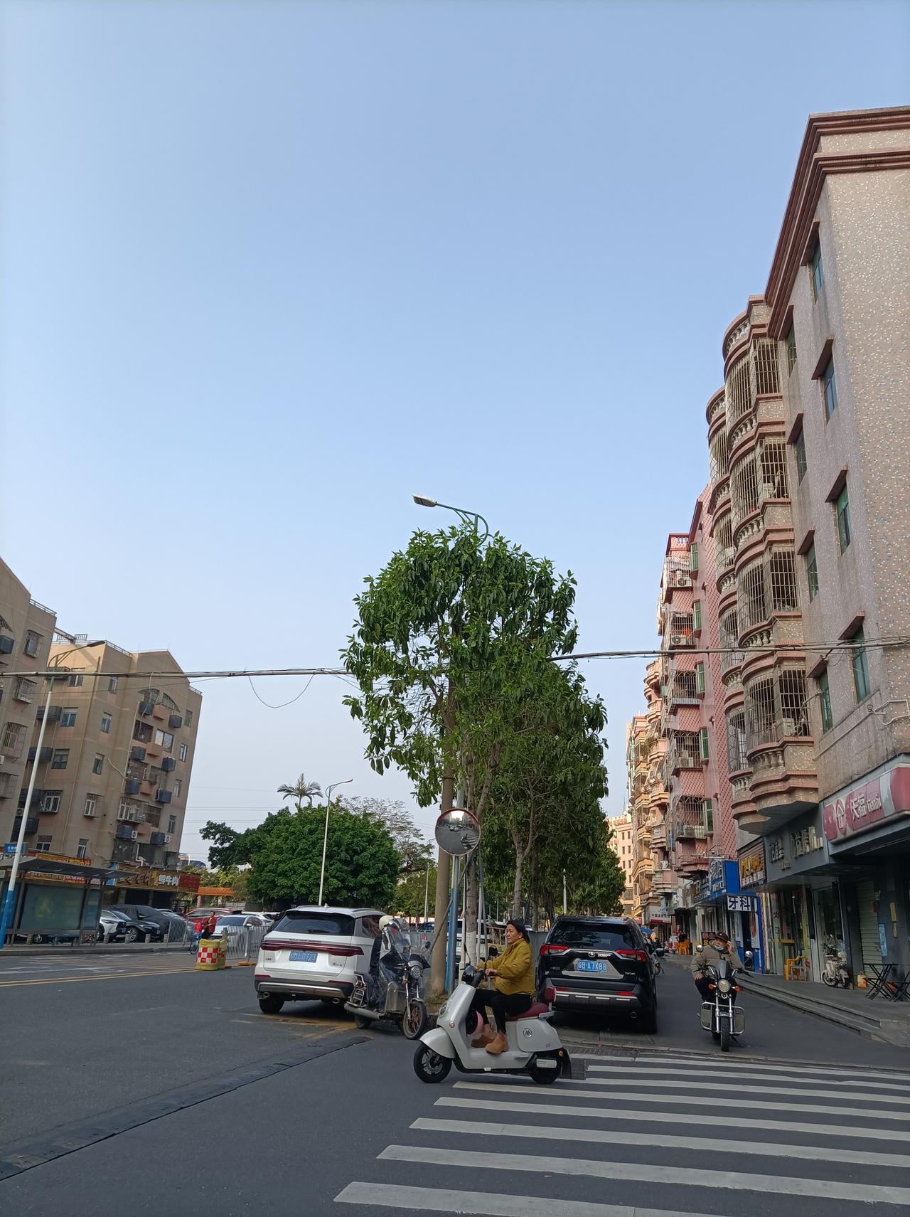 一张照片晒晒你家门前的风景我家家门前就是马路，每天看到的是汽车和骑电动车上班的人