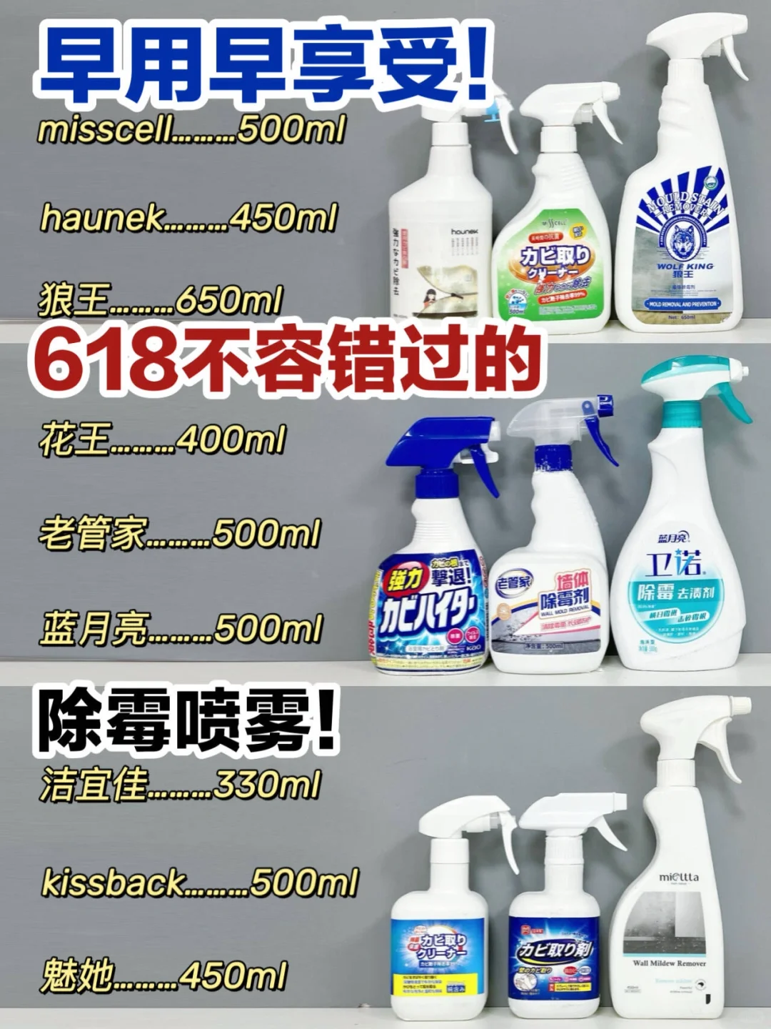 早用早享受！618不容错过的除霉喷雾！！