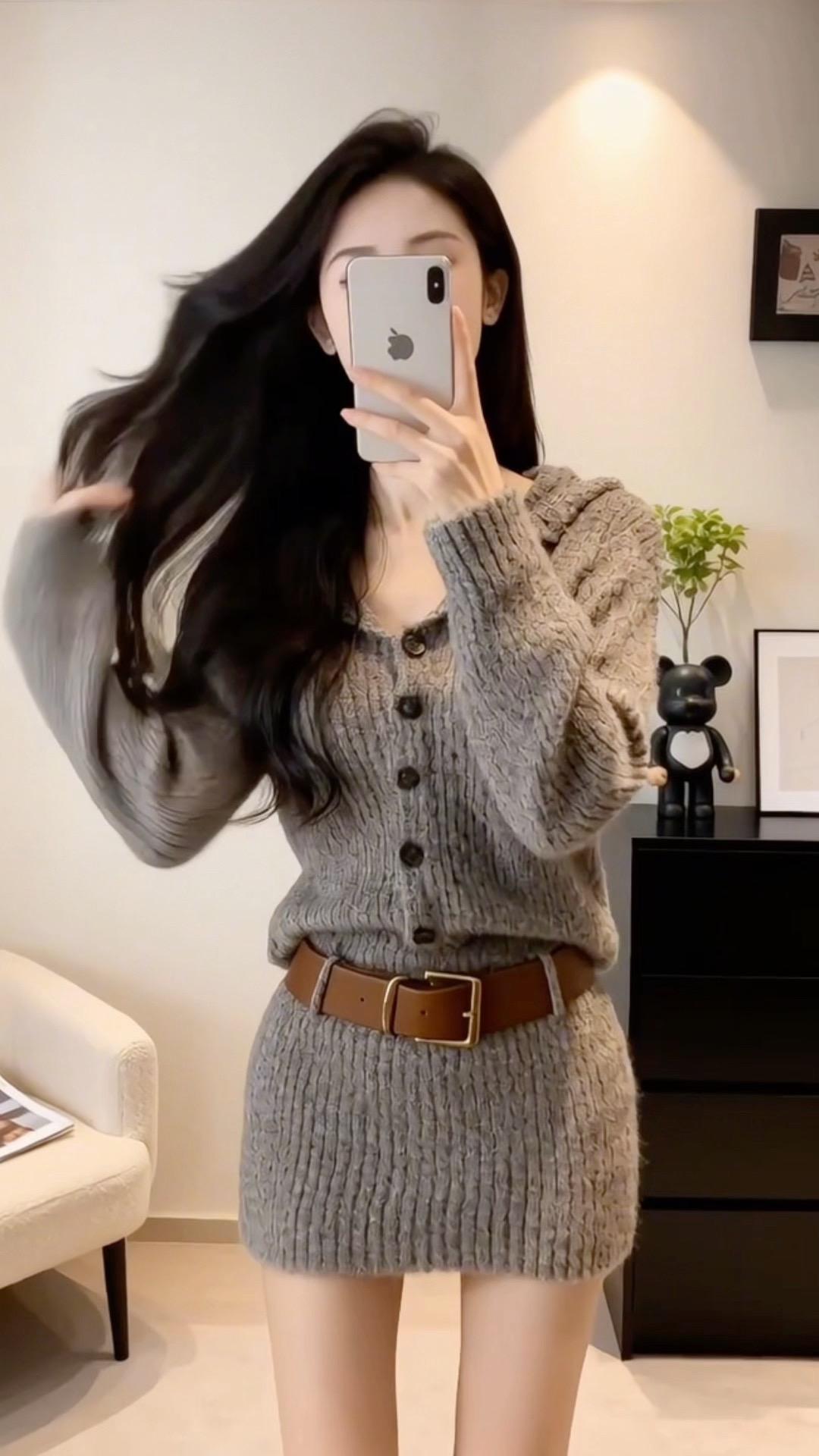 今日穿搭 韩系简约穿搭 美出高级感穿搭 时尚感穿搭 毛衣女慵懒高级