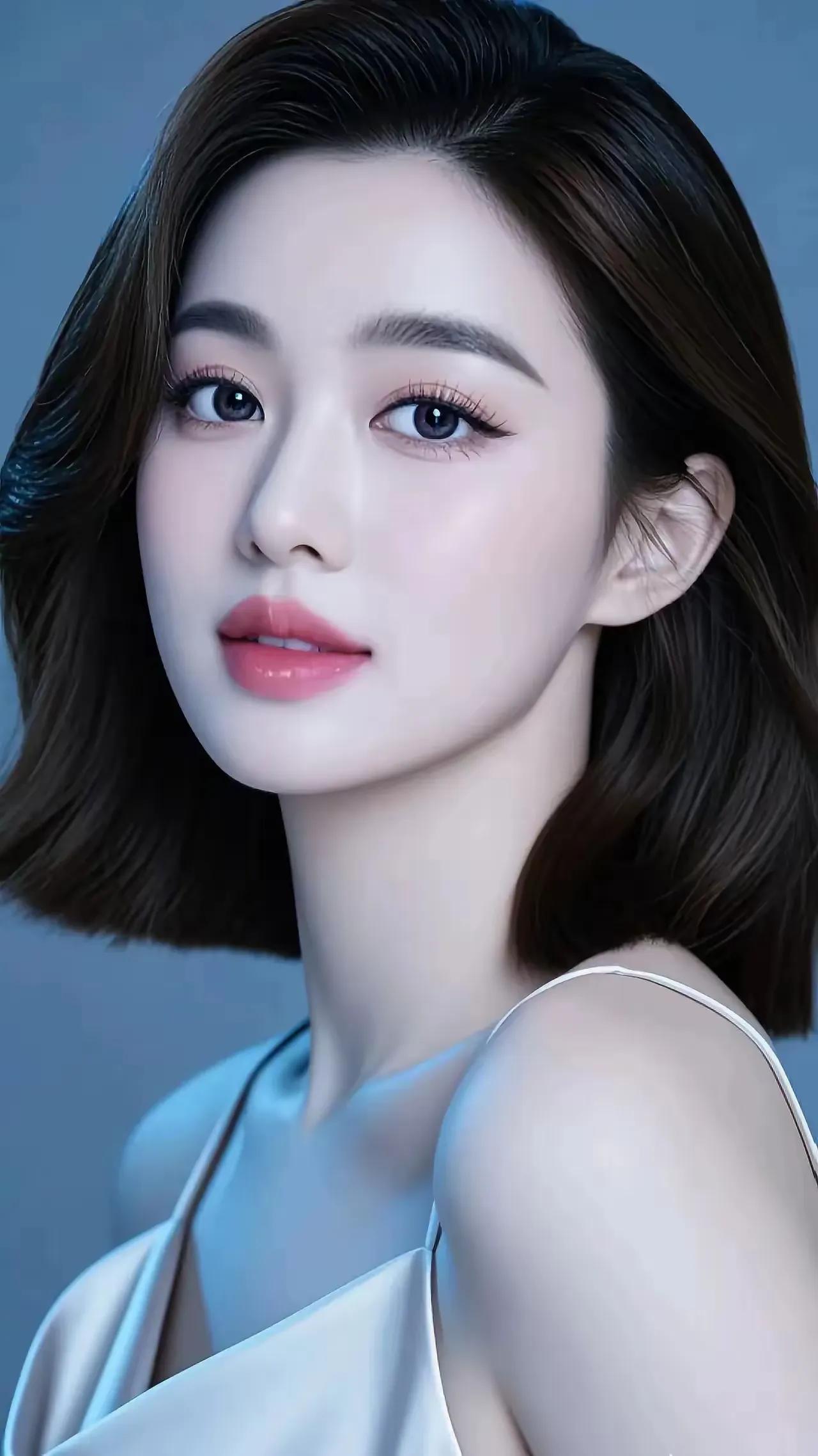 玉颜如花映碧波，粉黛轻施似画妆。