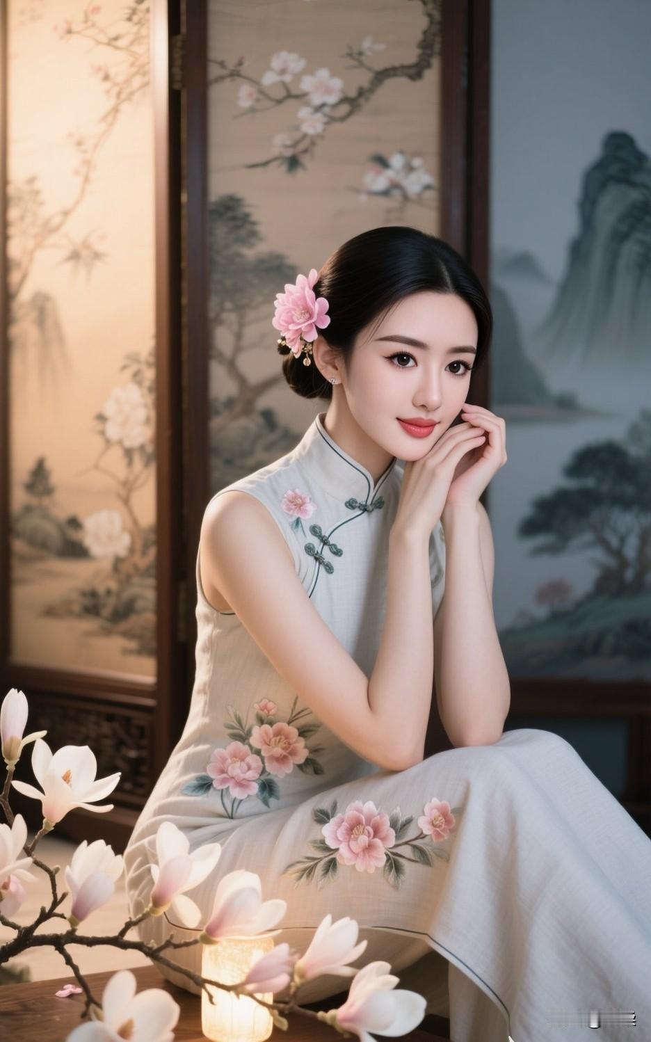 优雅旗袍，东方韵味，花枝招展，古典之美