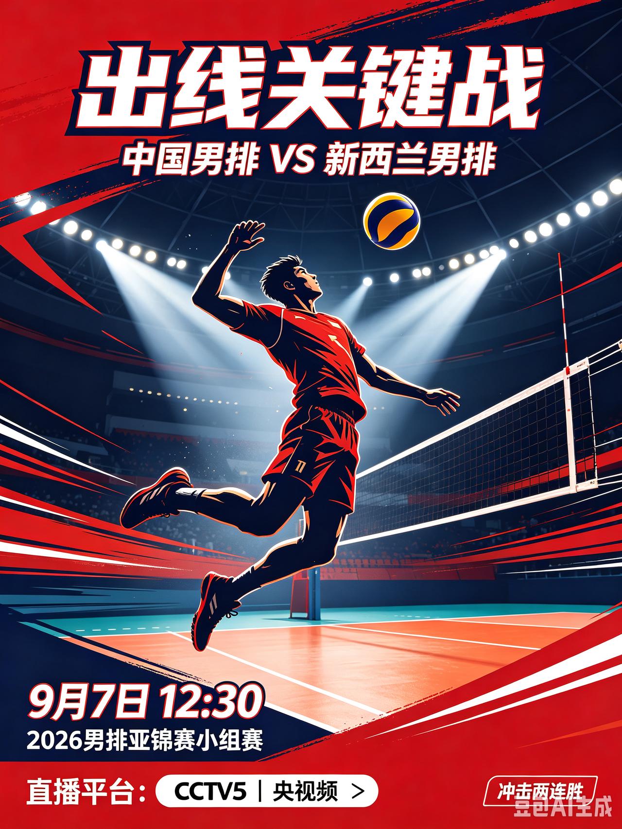 提前出线关键战！中午12:30中国男排迎战新西兰！
    北京时间9月7日12
