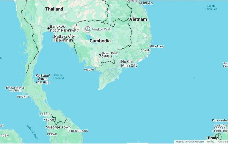 泰国战术还挺懂 泰国星期日下令封锁暹罗湾，以阻断燃料和军事物资运往柬埔寨。(谷歌