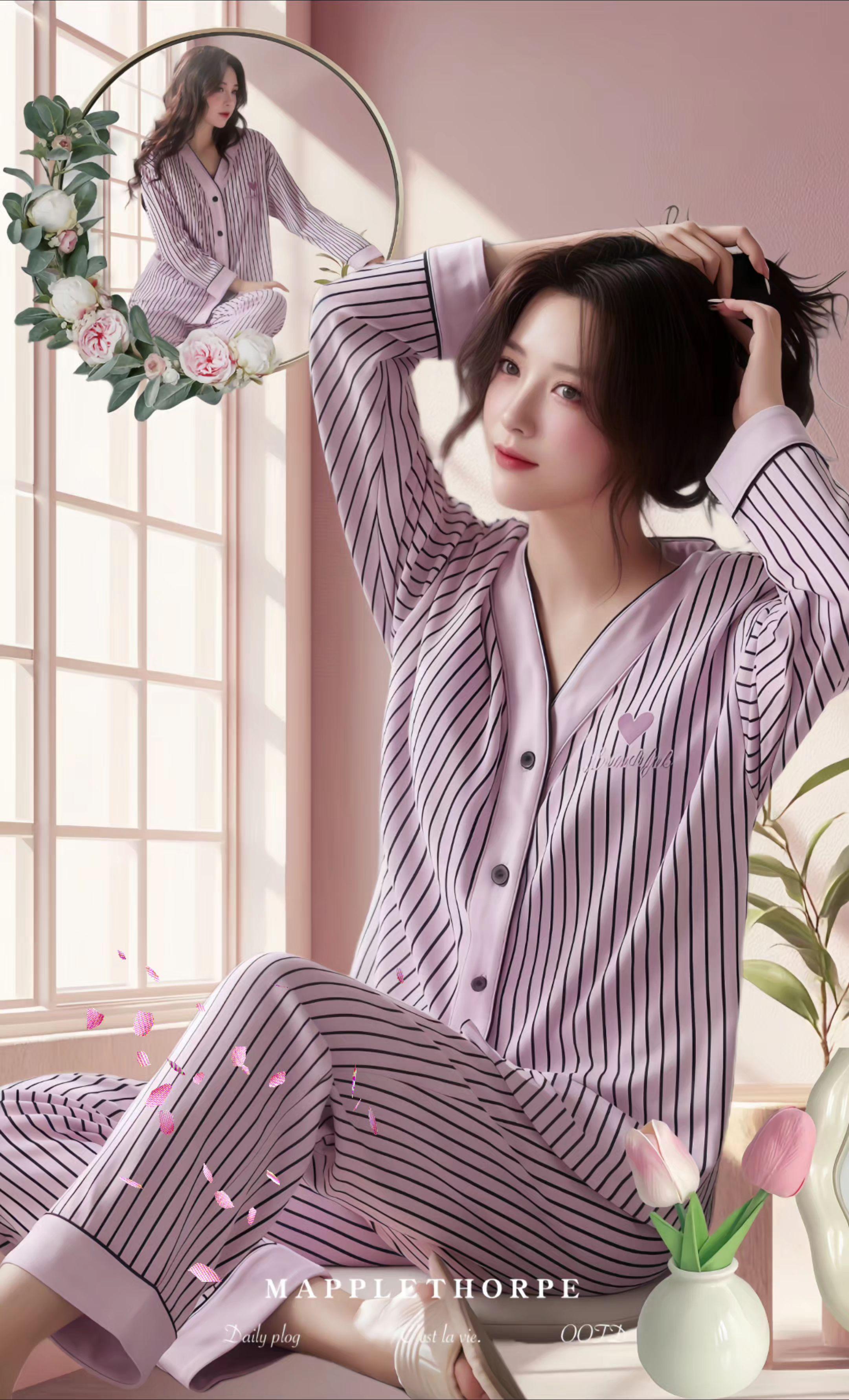 不愧是我熬夜选的睡衣套装~入手浪莎家春秋款女睡衣后，我直接想焊在身上！...