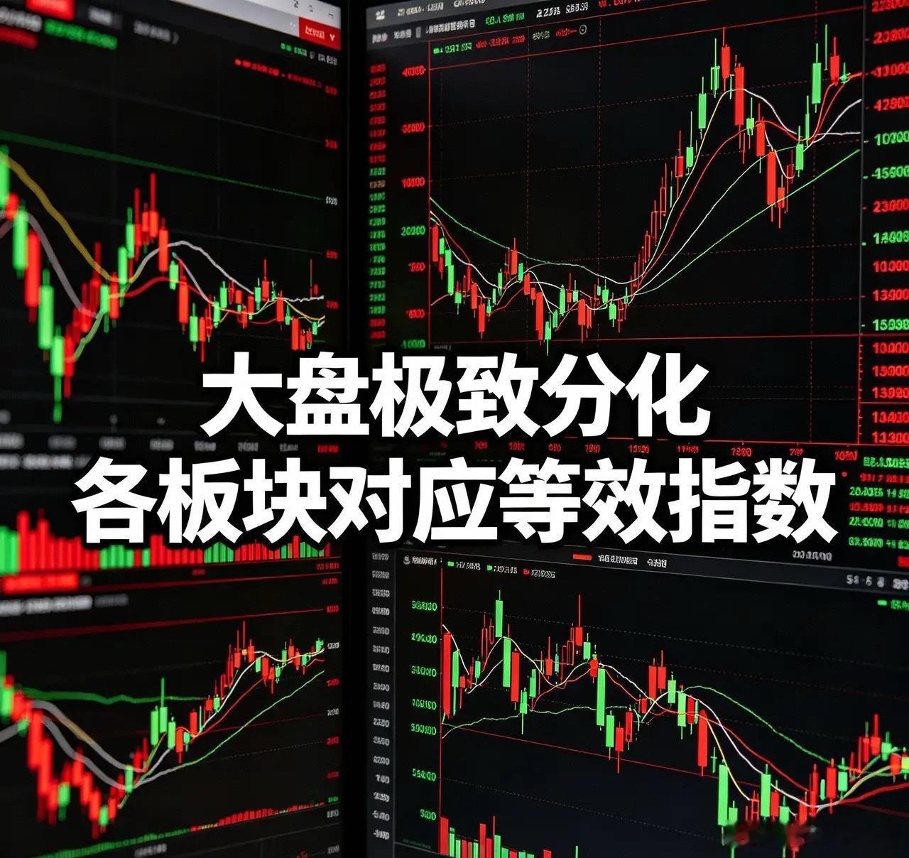 大盘极致分化：各板块对应等效指数当前A股呈现极致结构性分化，不同板块对应“等效大