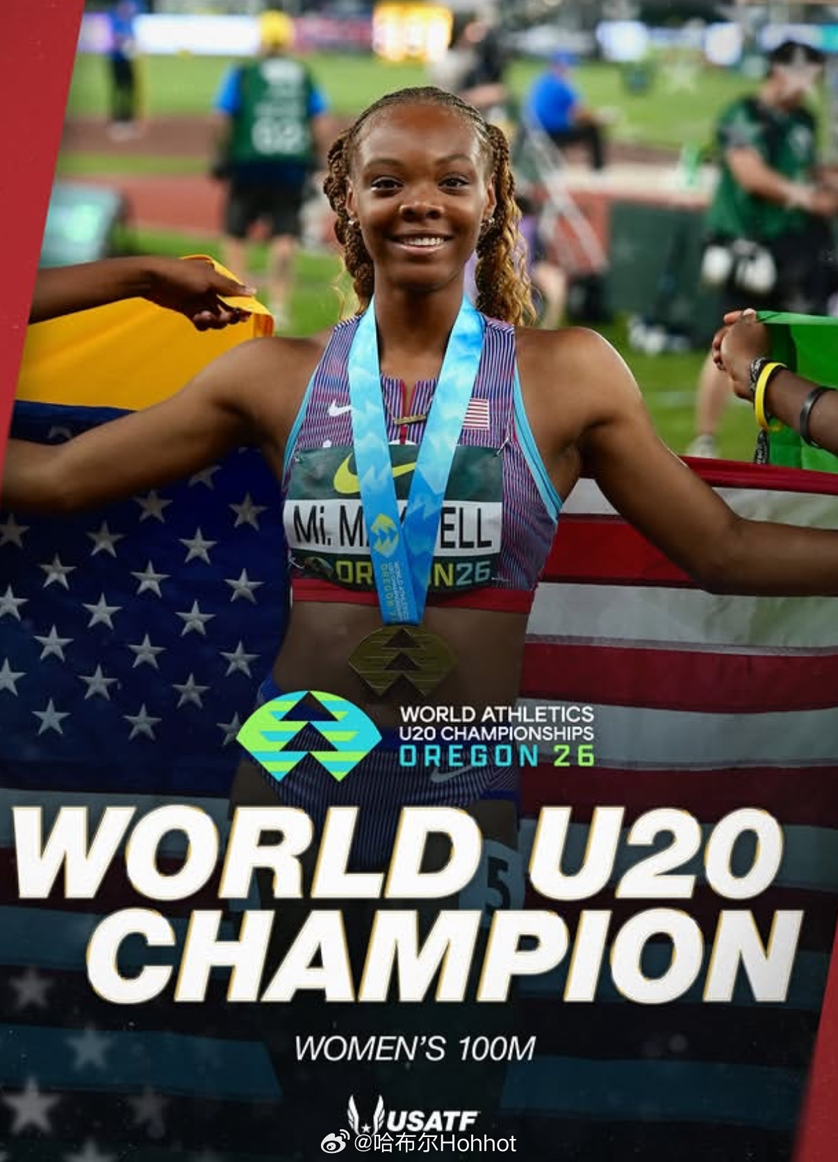 牙买加🇯🇲天才带着本年度U20最快纪录来到尤金，但美国🇺🇸选手米娅·马克