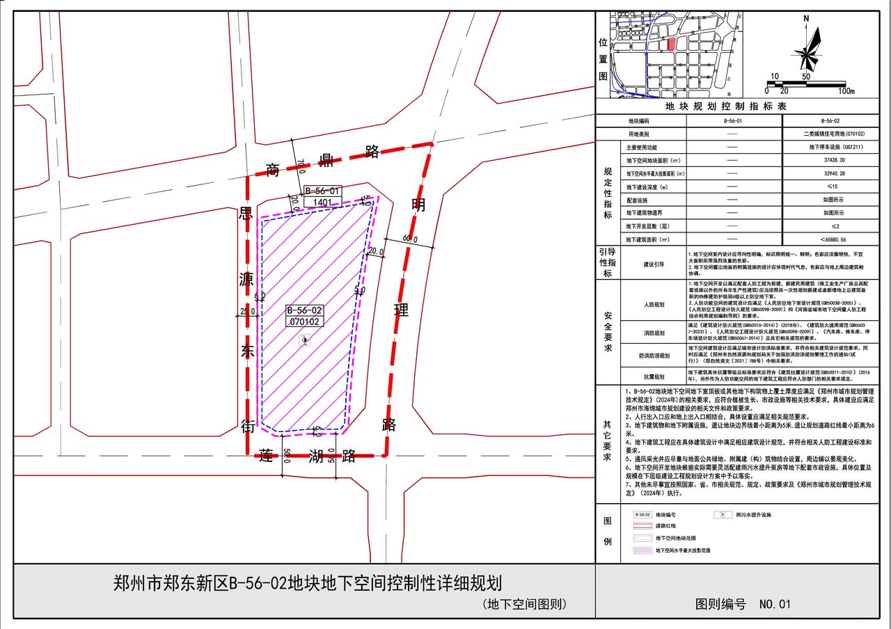 郑州高铁站东广场片区B-56-02地块地下空间控制性详细规划批前公示。
街坊位于