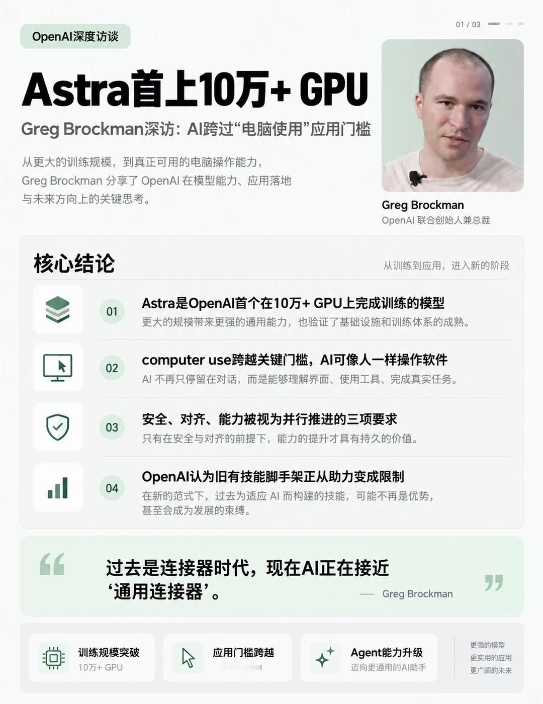 OpenAI总裁深谈：Astra首次跑上10万+GPU
OpenAI在发布GPT