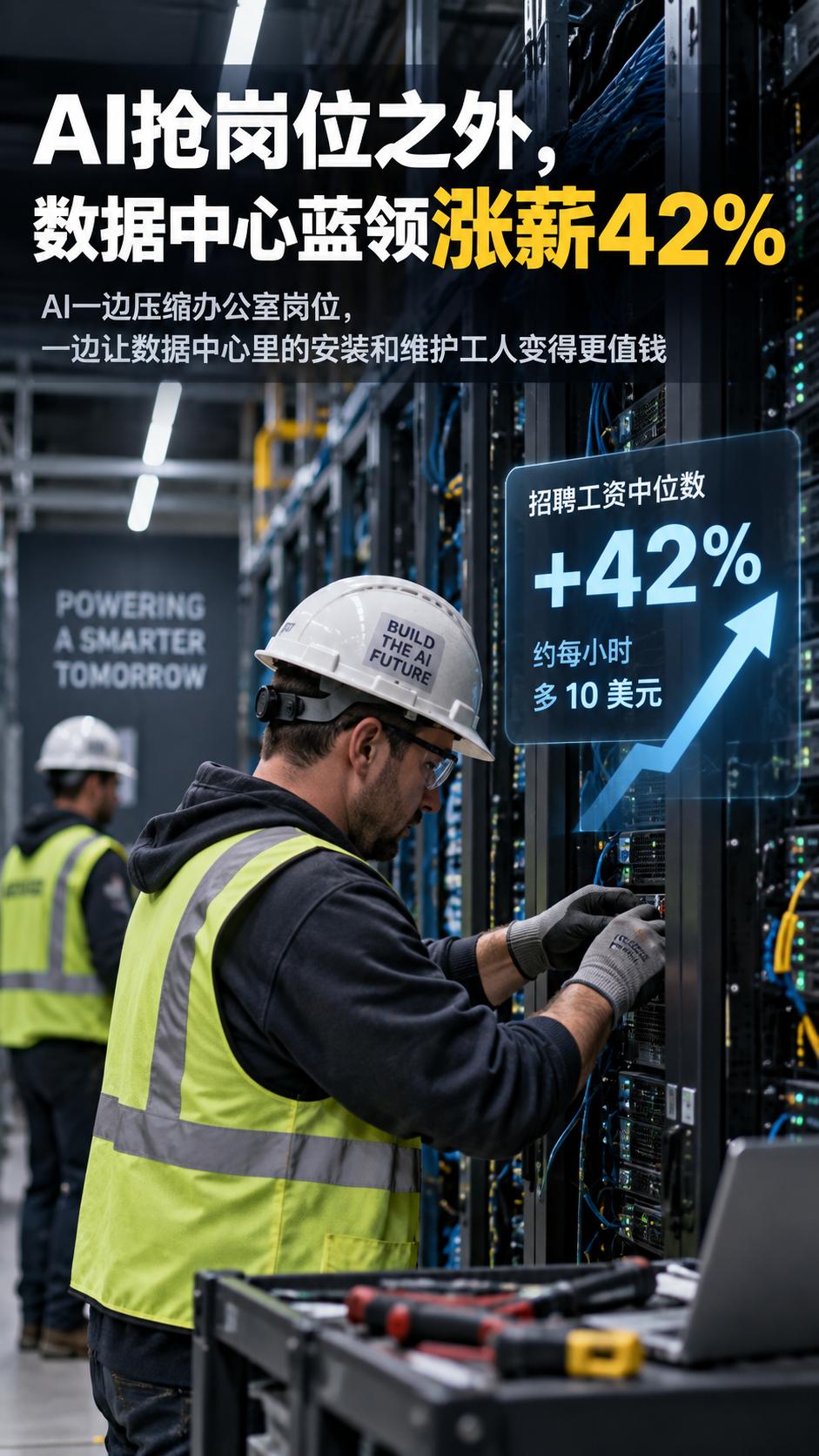 AI让白领担心饭碗，数据中心里的安装维修工工资却高出42%

大家还在担心AI会