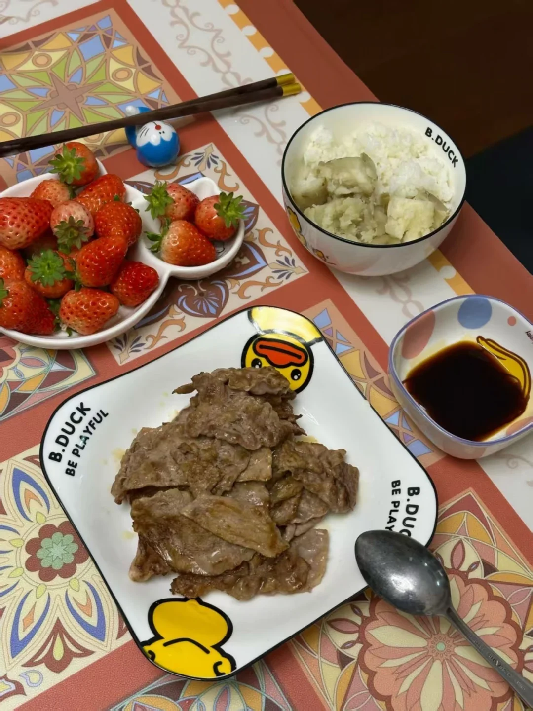 家常菜，牛肉烫饭，草莓🍓