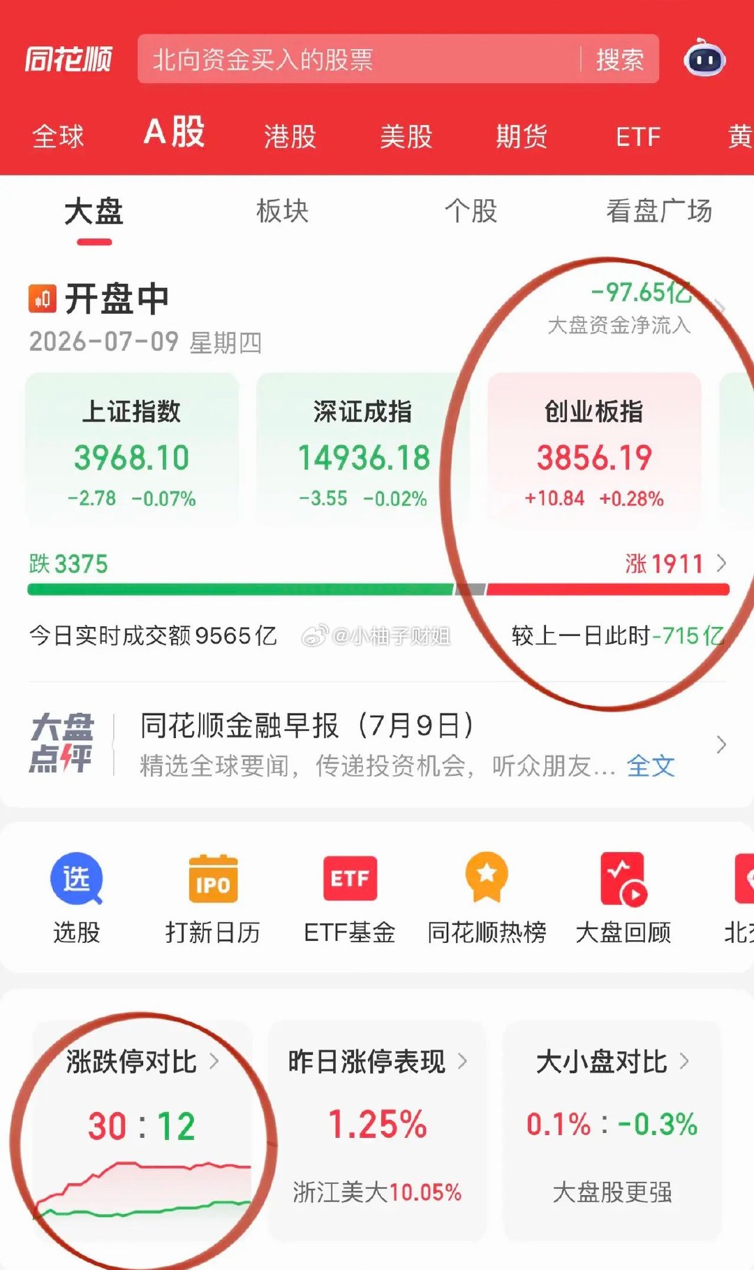 开盘半小时盘面偏弱。科技板块冲高无力，存储芯片短暂拉升后资金出逃。CRO板块延续