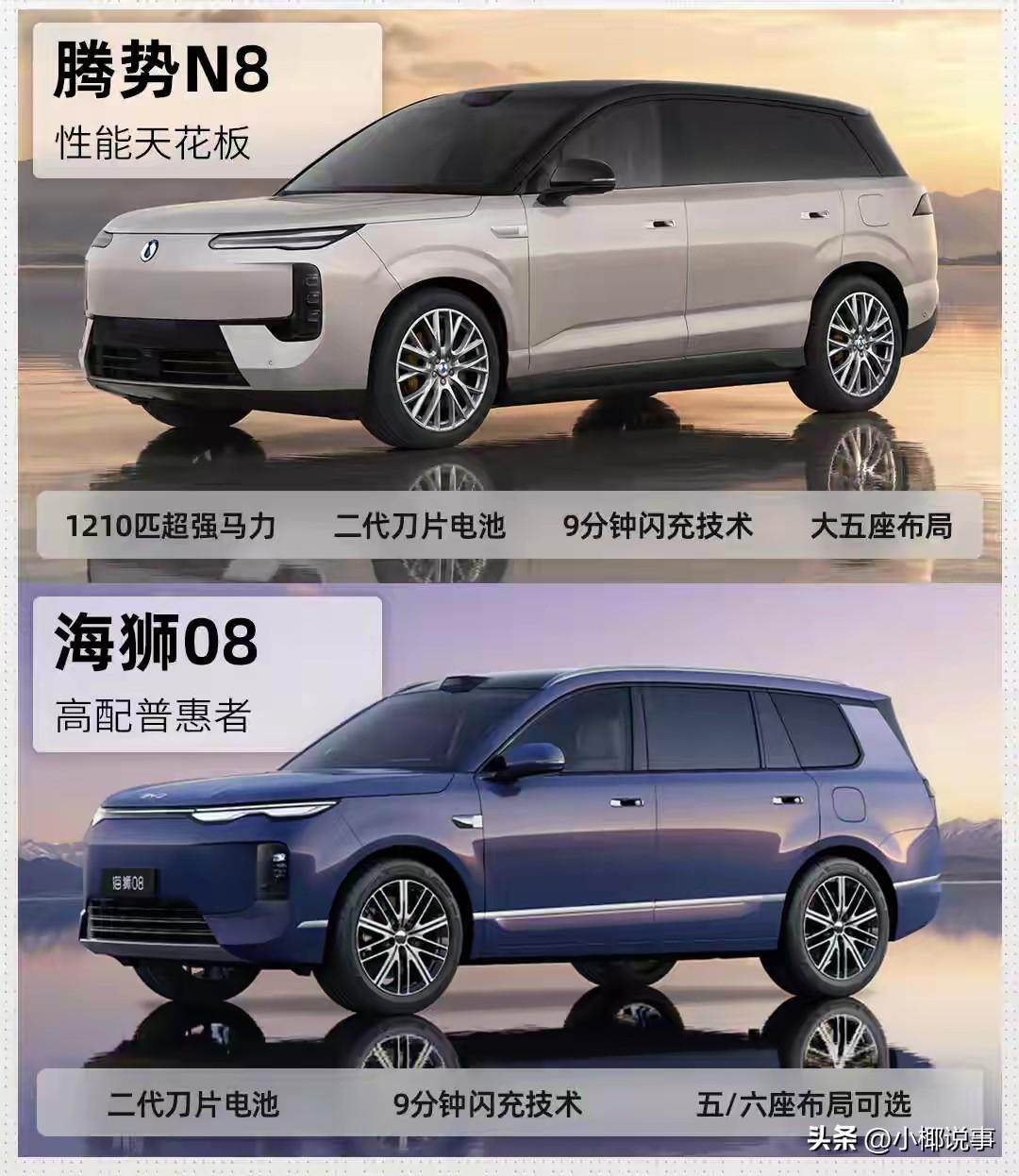 比亚迪两款全新中大型SUV同台亮相，腾势N8对比海狮08，很多人看完分不清怎么选