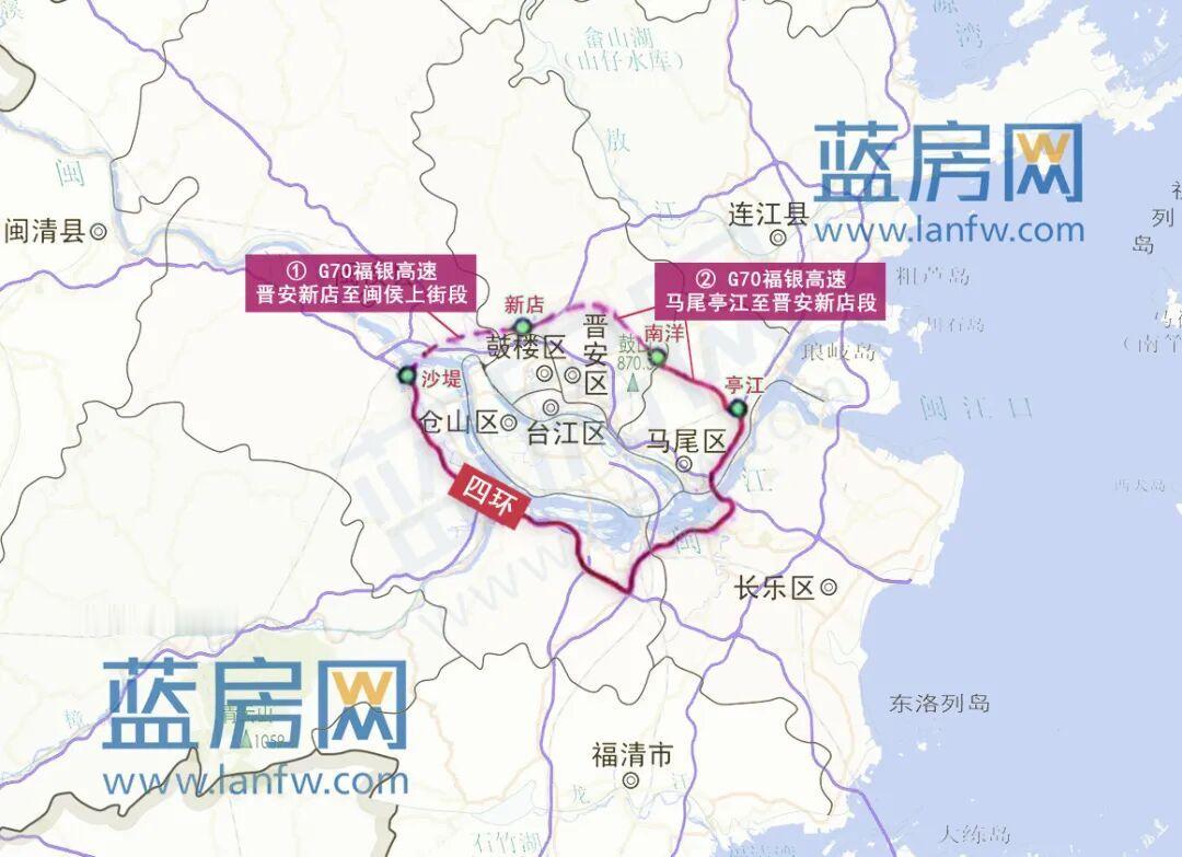 根据规划，福州“四环”总长约103公里，将串联福州晋安、马尾、长乐、闽侯等区域，