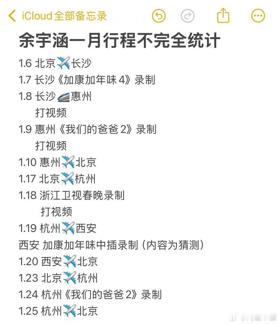 余宇涵一月份行程汇总他真的好有事业心