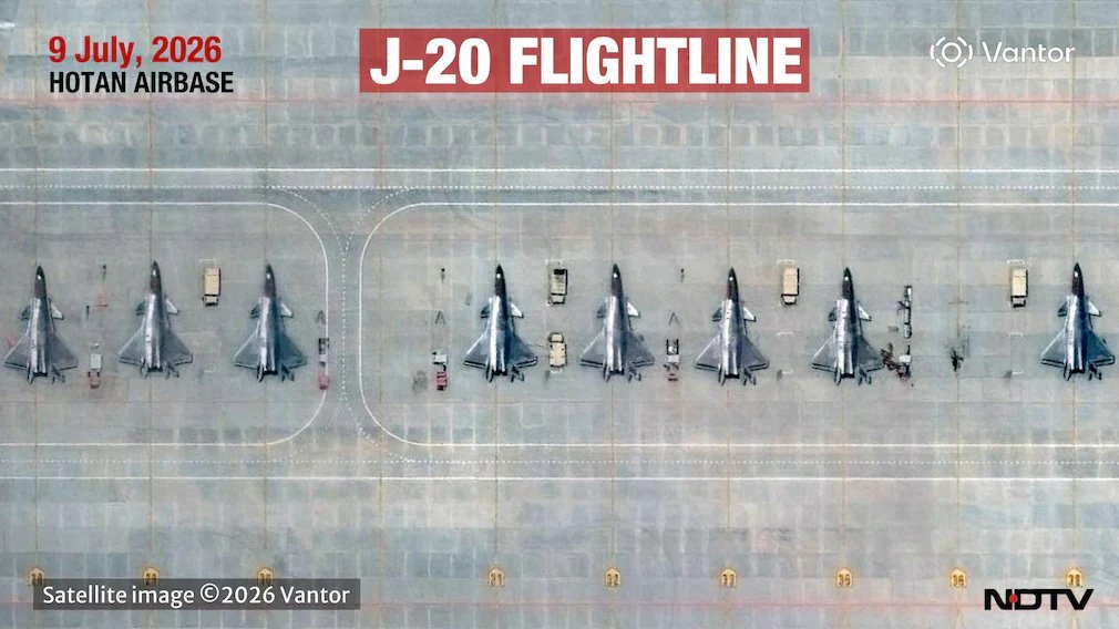 中国向面对印度边境的两个高海拔基地部署了至少11架歼-20隐形战斗机新疆和田7架