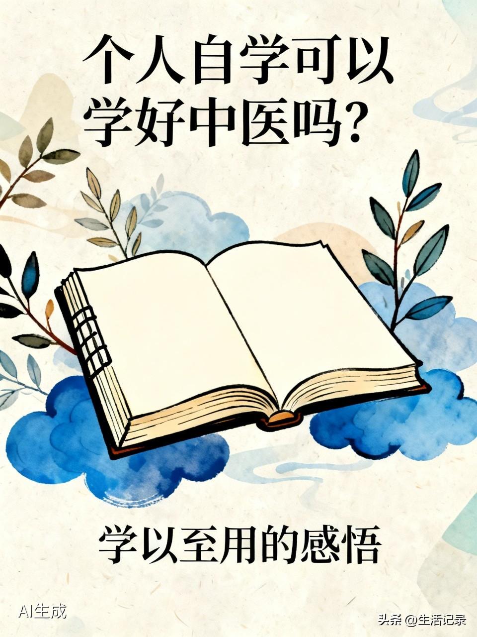 个人自学中医是可行的，但也有挑战。如今网络发达，学习资源海量，像《黄帝内经》等古