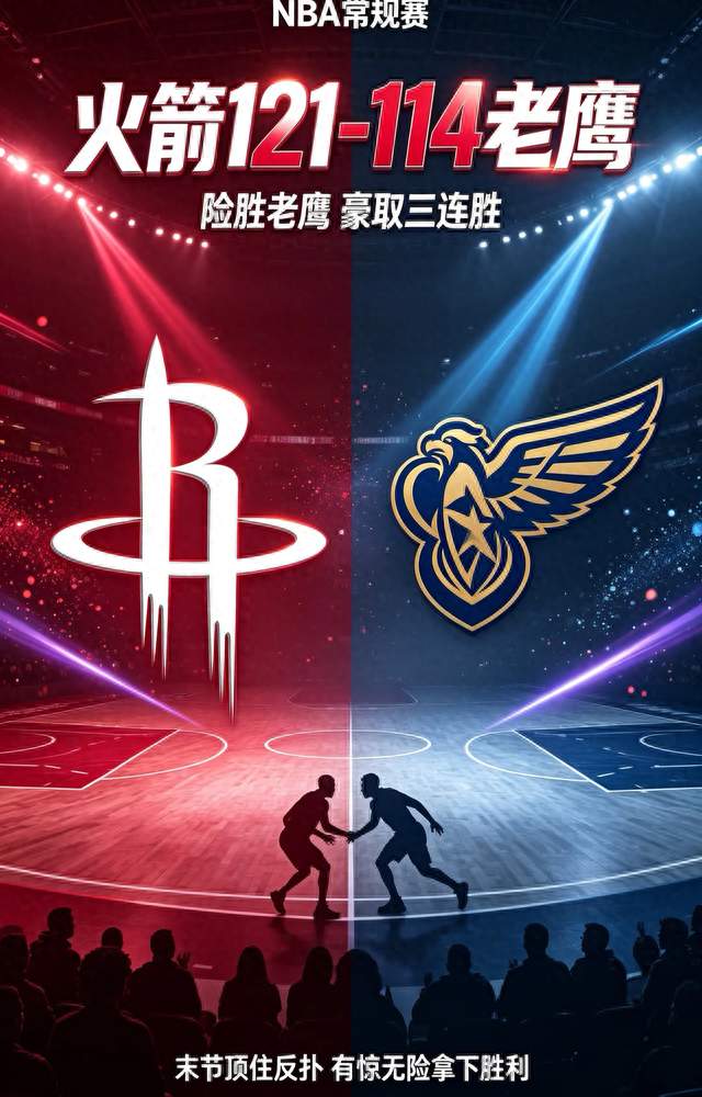 火箭险胜老鹰豪取三连胜