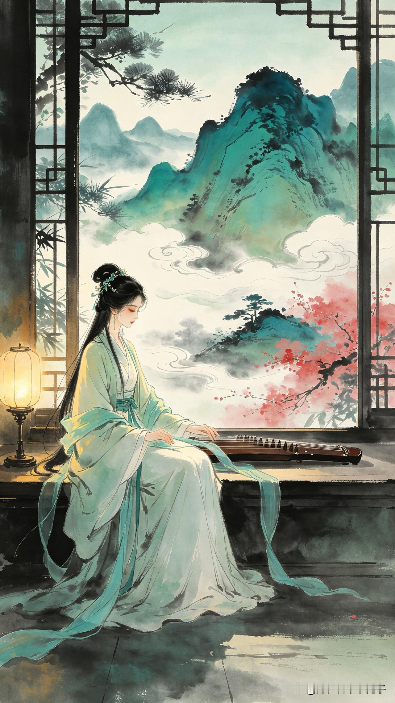 锦瑟余音绕画栊，
青鸾信杳恨无穷。
孤灯照影人初静，
    
…………请师友续