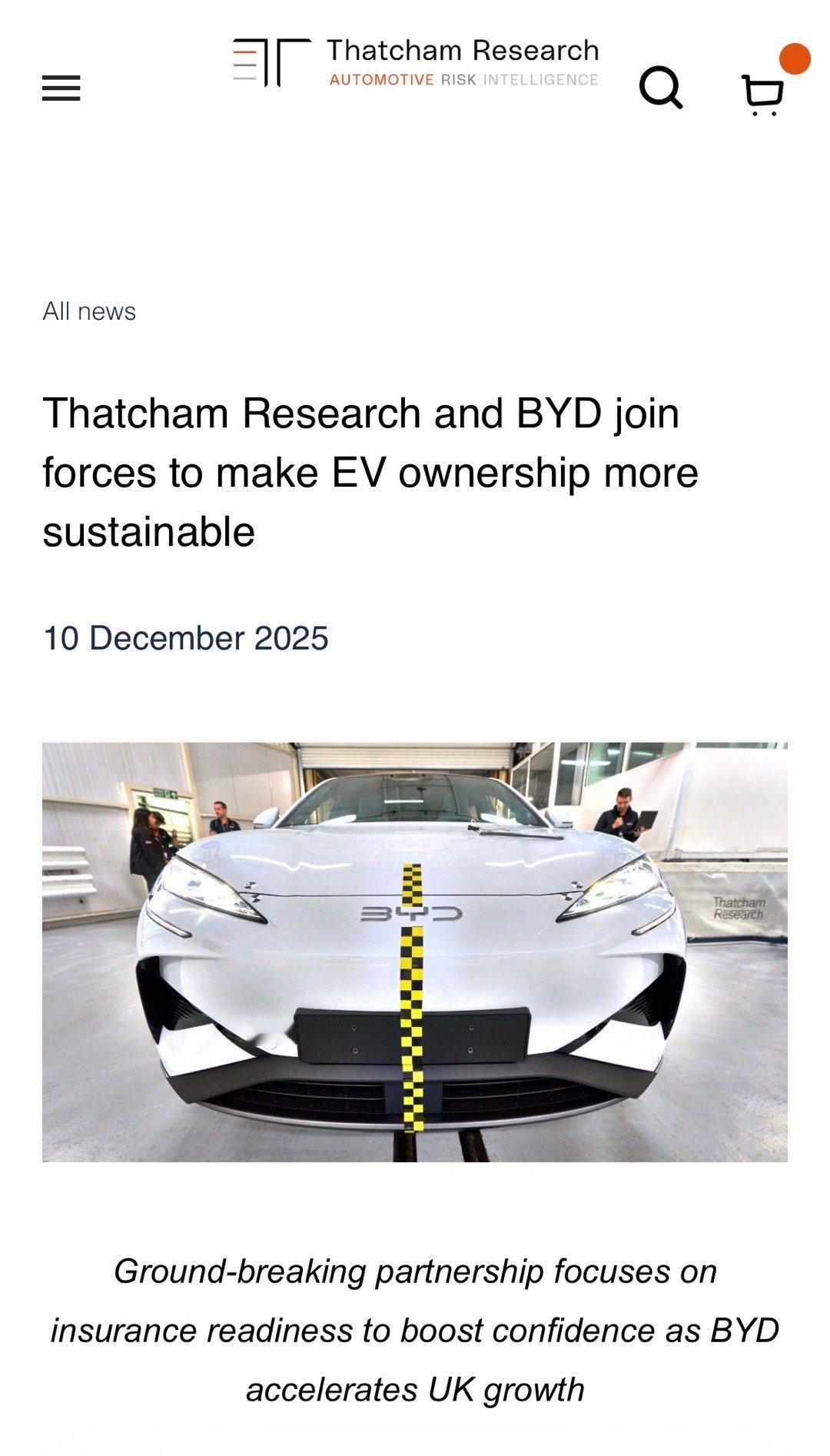 插播个旧闻：去年底英国Thatcham Research和比亚迪达成了一项为期一