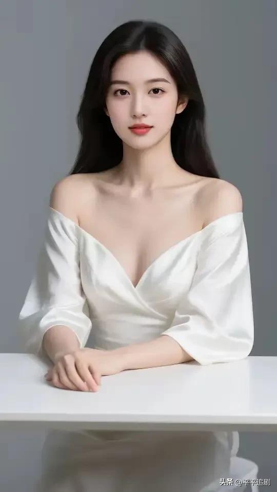 白裙如月光轻落，眉眼间藏着沉静的温柔，在极简的光影里，勾勒出最干净的优雅。
白裙