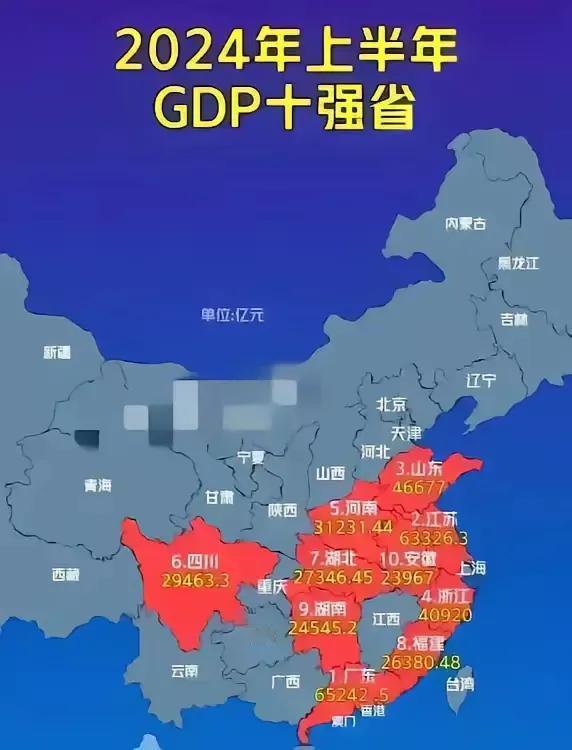 中国十强GDP省呈现环赣者富，环川者穷。
老百姓其实不太关注每个省GDP强不强，