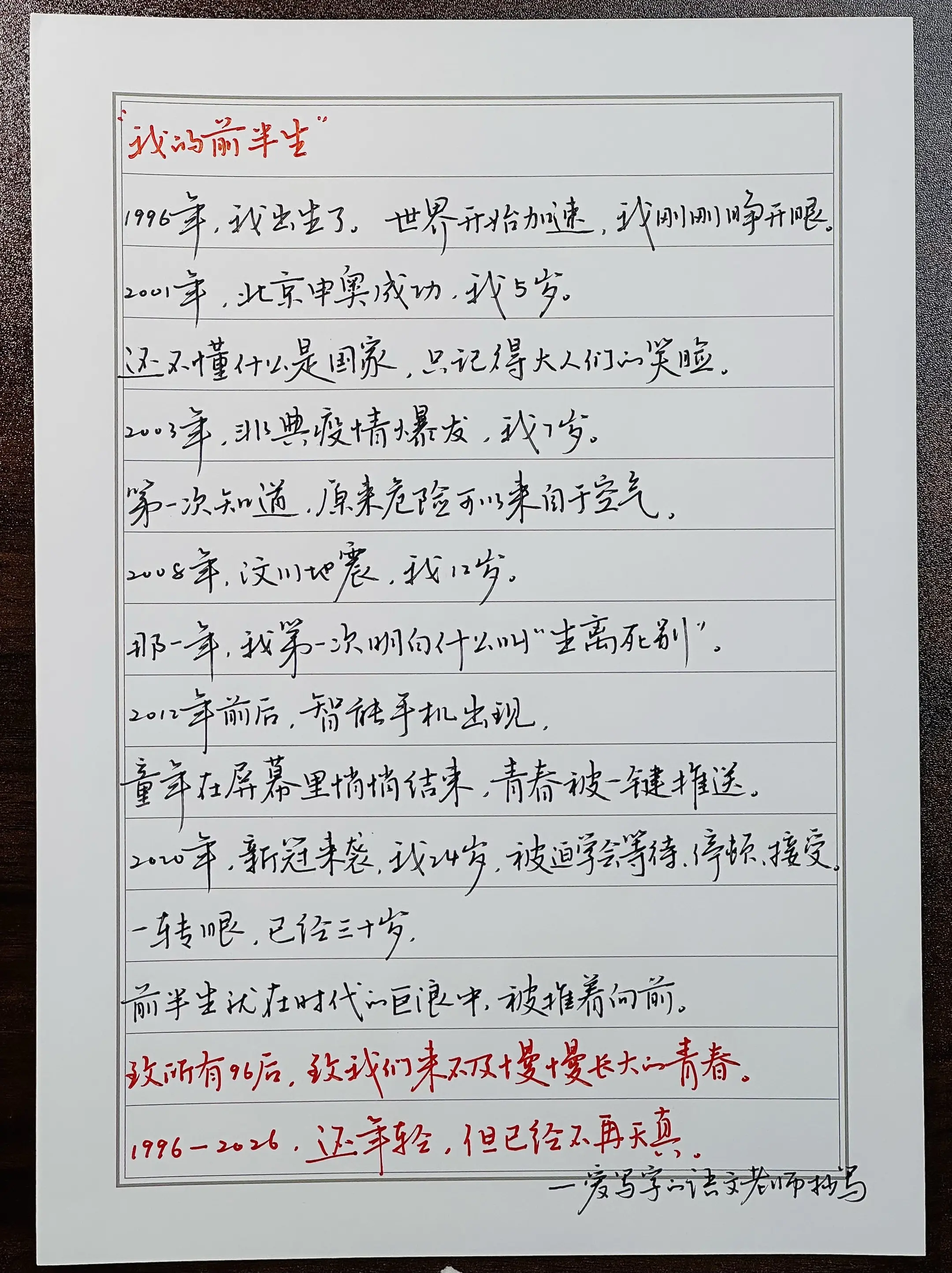 1996～2026，还年轻，但已不再天真。