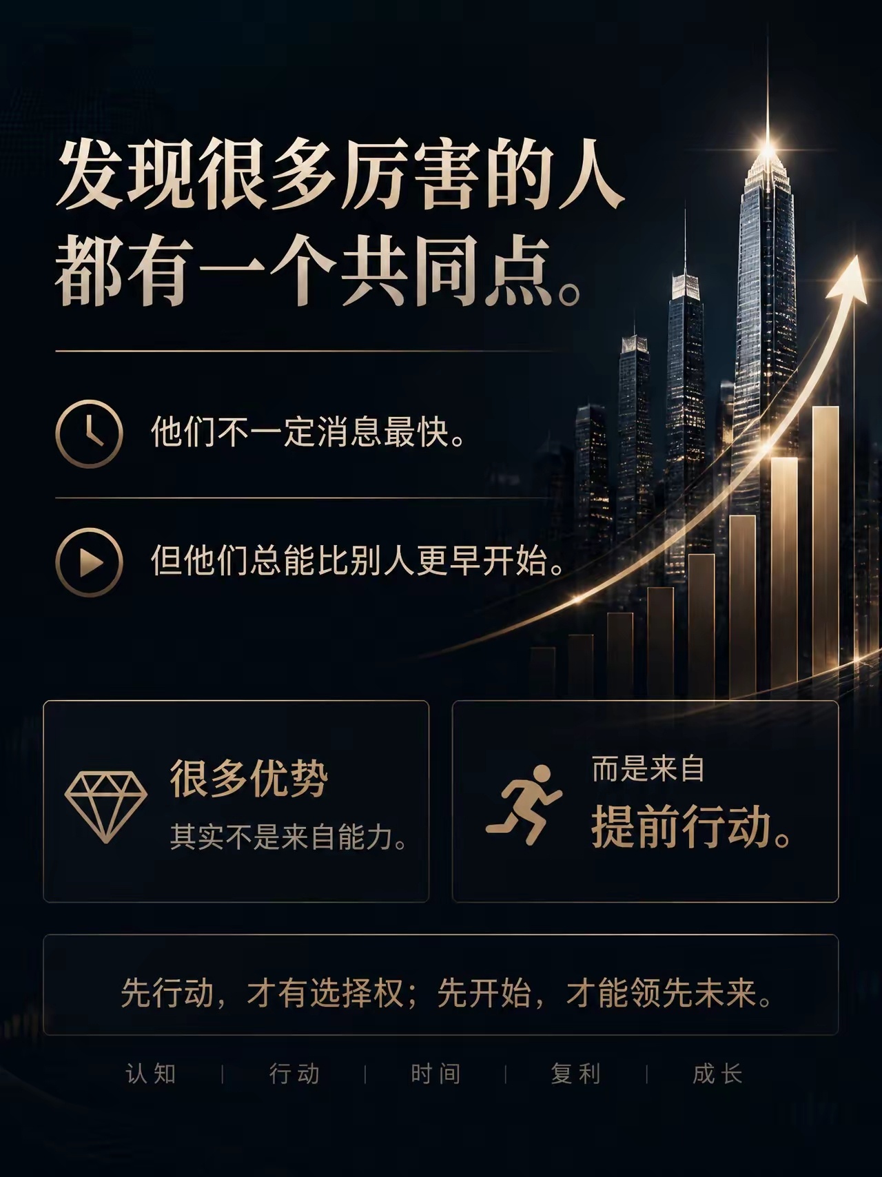 发现很多厉害的人都有一个共同点。他们不一定消息最快。但他们总能比别人更早开始。很