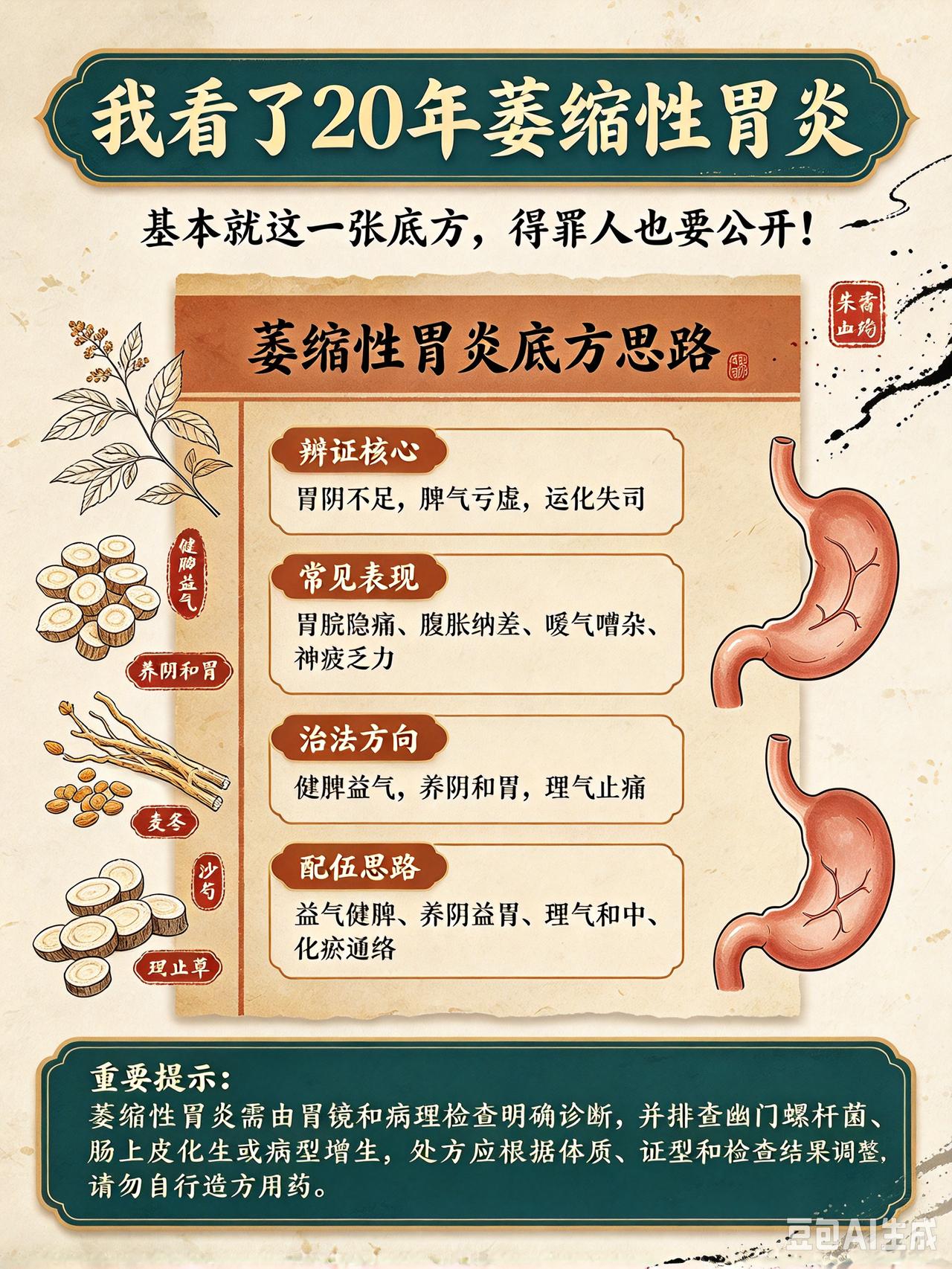 我看了20年萎缩性胃炎，基本就这一张底方，得罪人也要公开！
临床工作大半辈子，我