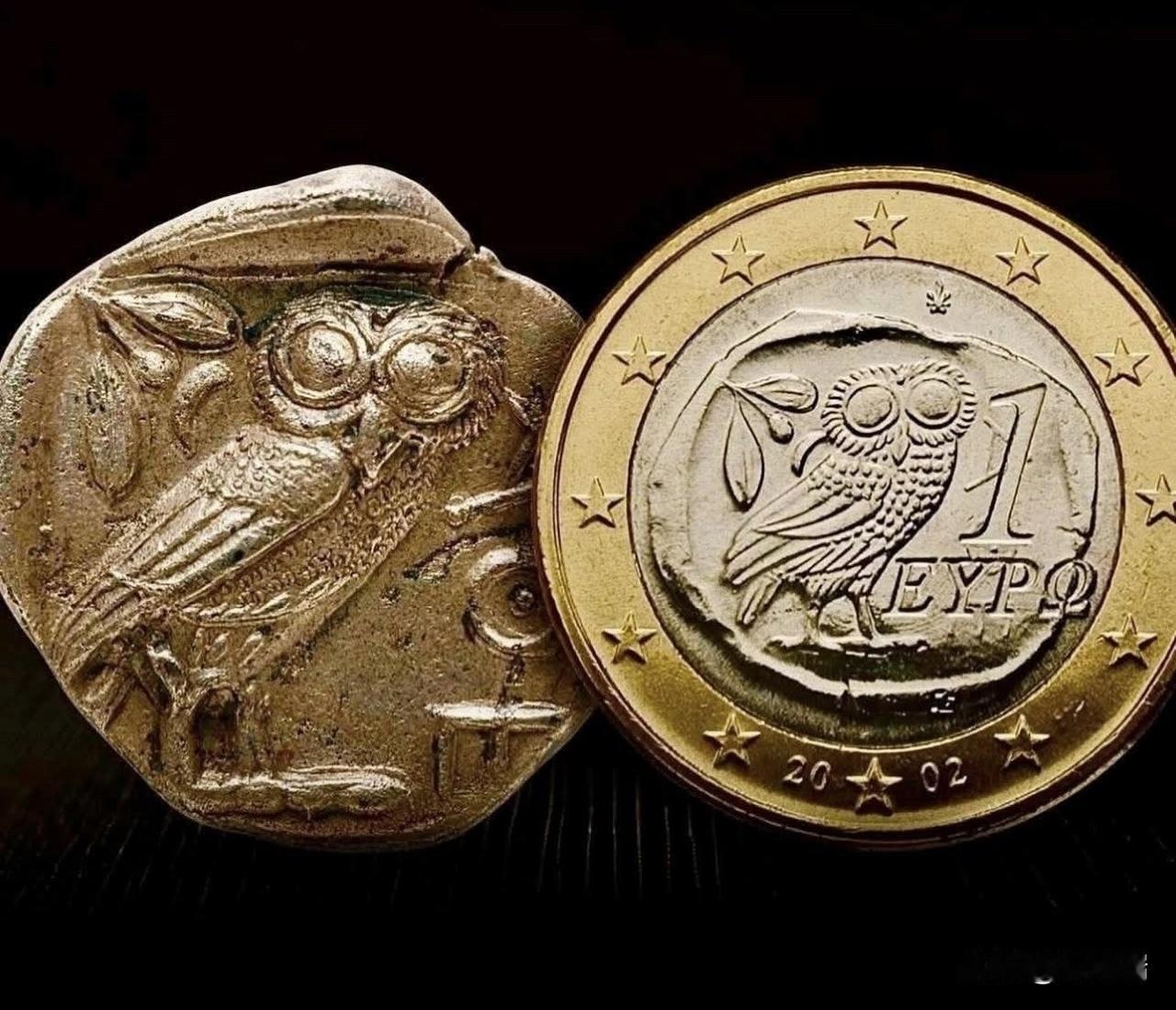 希腊1欧元硬币的设计复刻了约2500年前古雅典使用的钱币图案。 

设计细节
猫