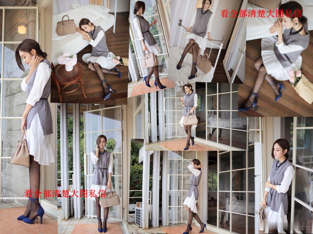 蓝色高跟鞋黑丝袜... 