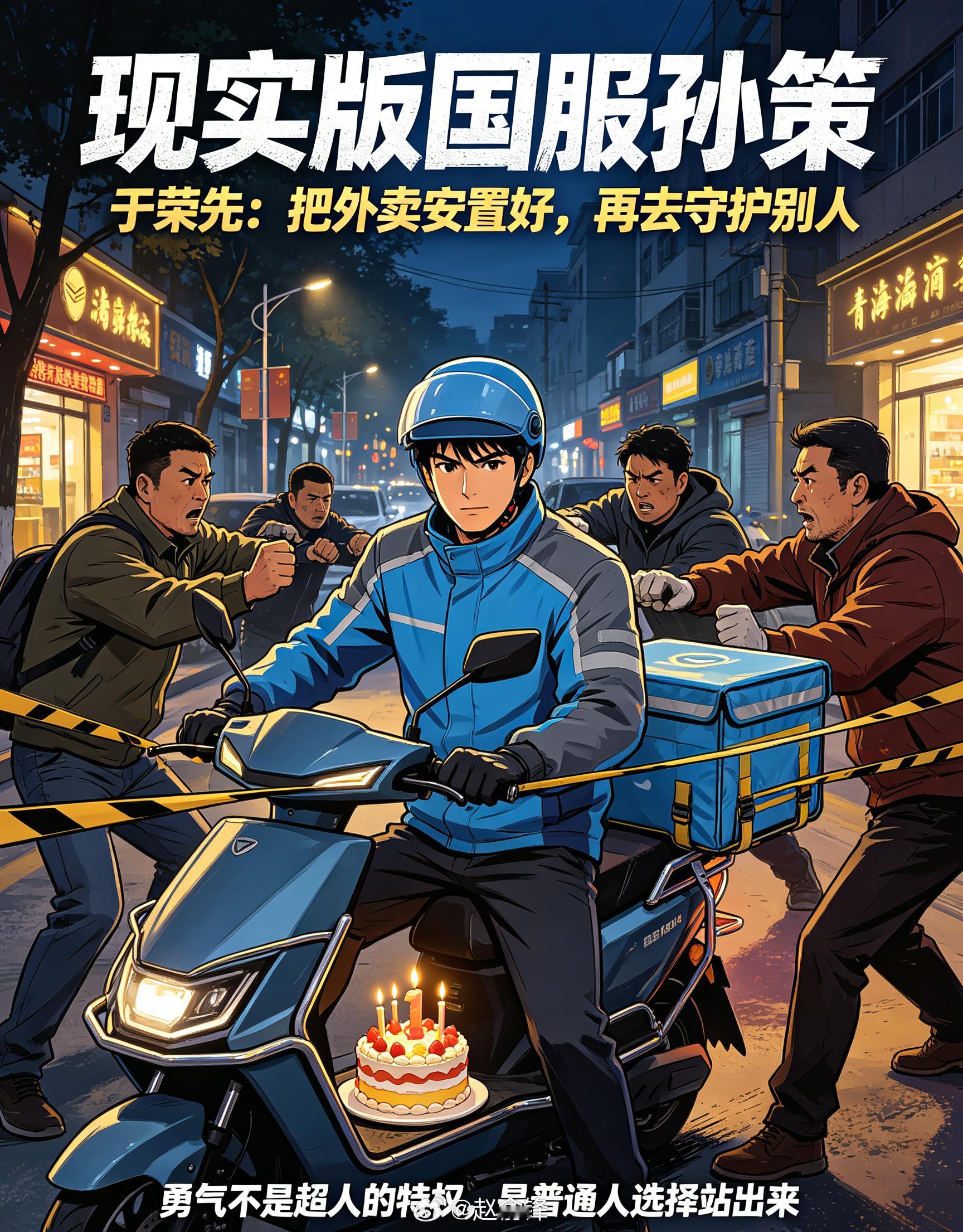 青海见义勇为外卖小哥生日当天领奖小哥放好外卖撞飞歹徒外卖小哥化身国服孙策放倒持刀