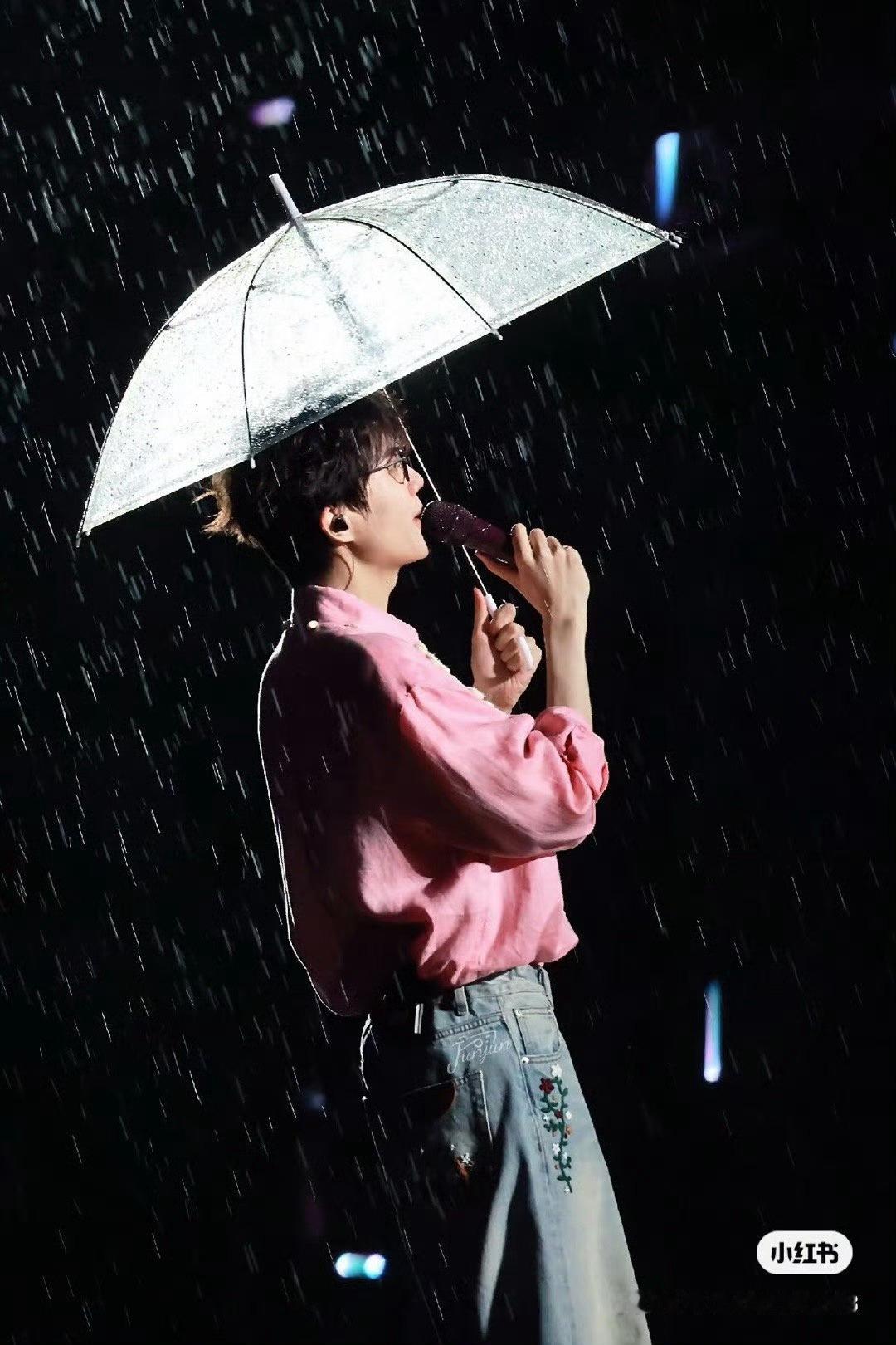 谁在大莲花给许嵩安了花洒我愿称许嵩大莲花演唱会的雨夜为“花洒专场”，追光灯下的雨