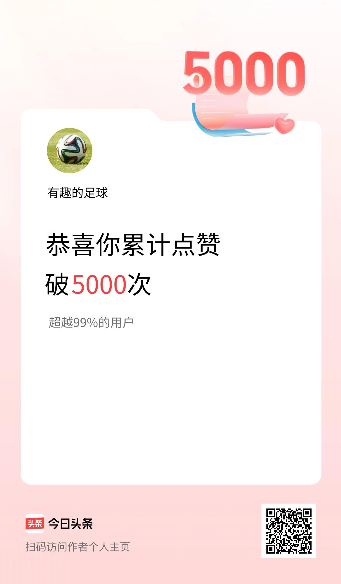 我在头条累计点赞破5000啦！