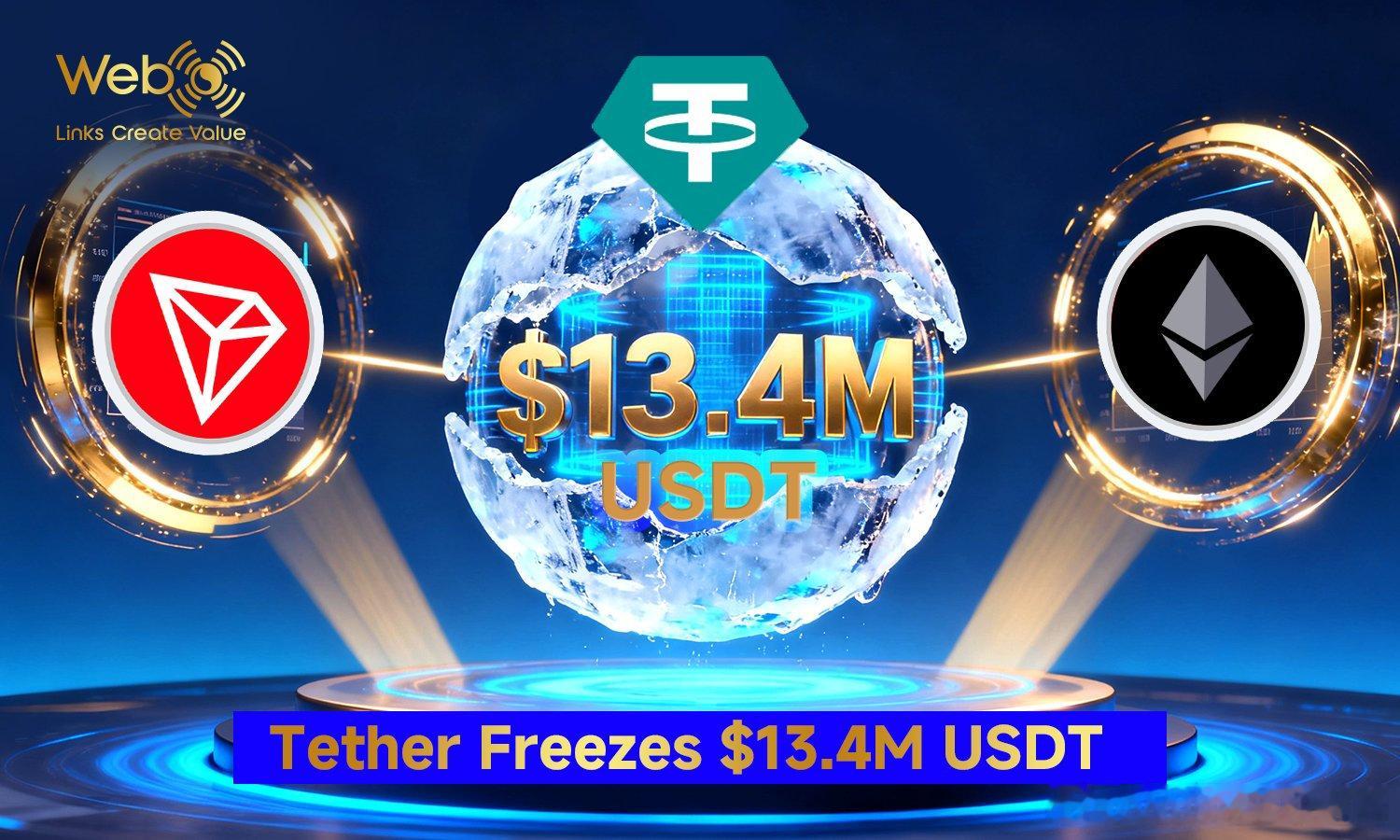 🚨 Tether 冻结 1340 万枚 USDT，涉及以太坊与波场 22 个地