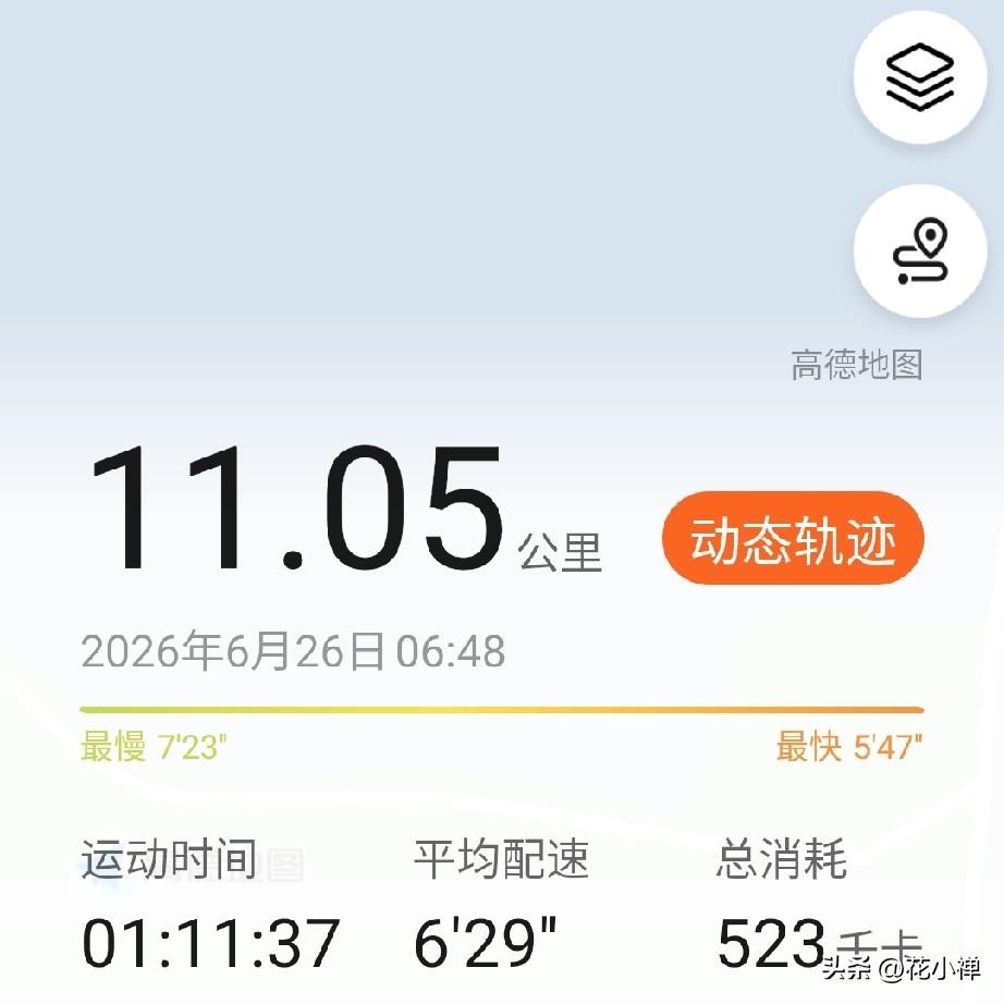 11公里路跑已经成为常态。
经过五个月的恢复与调整，终于回归到正常10公里路跑。