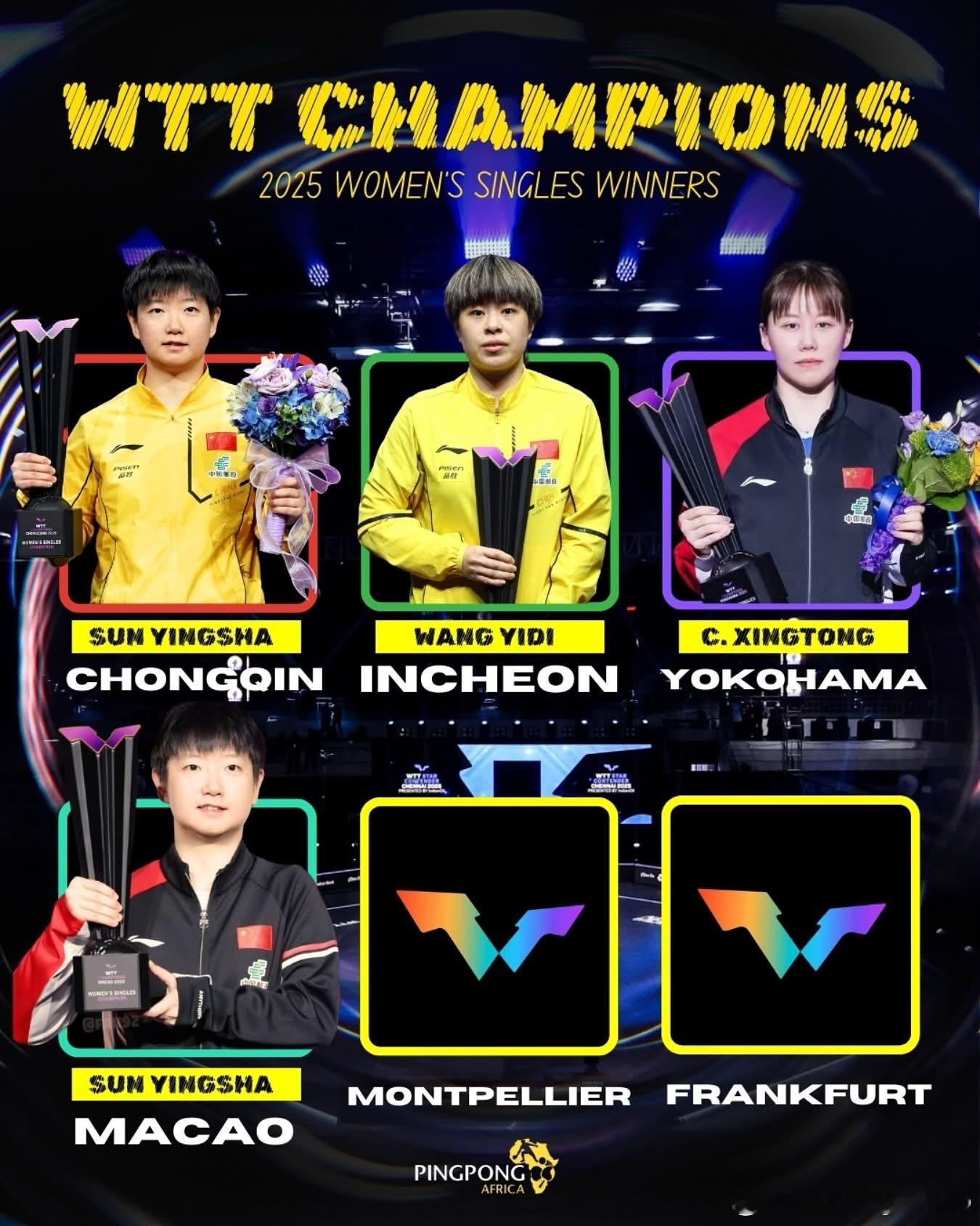 今年已经进行的4⃣️站WTT冠军赛🏆 ​​​