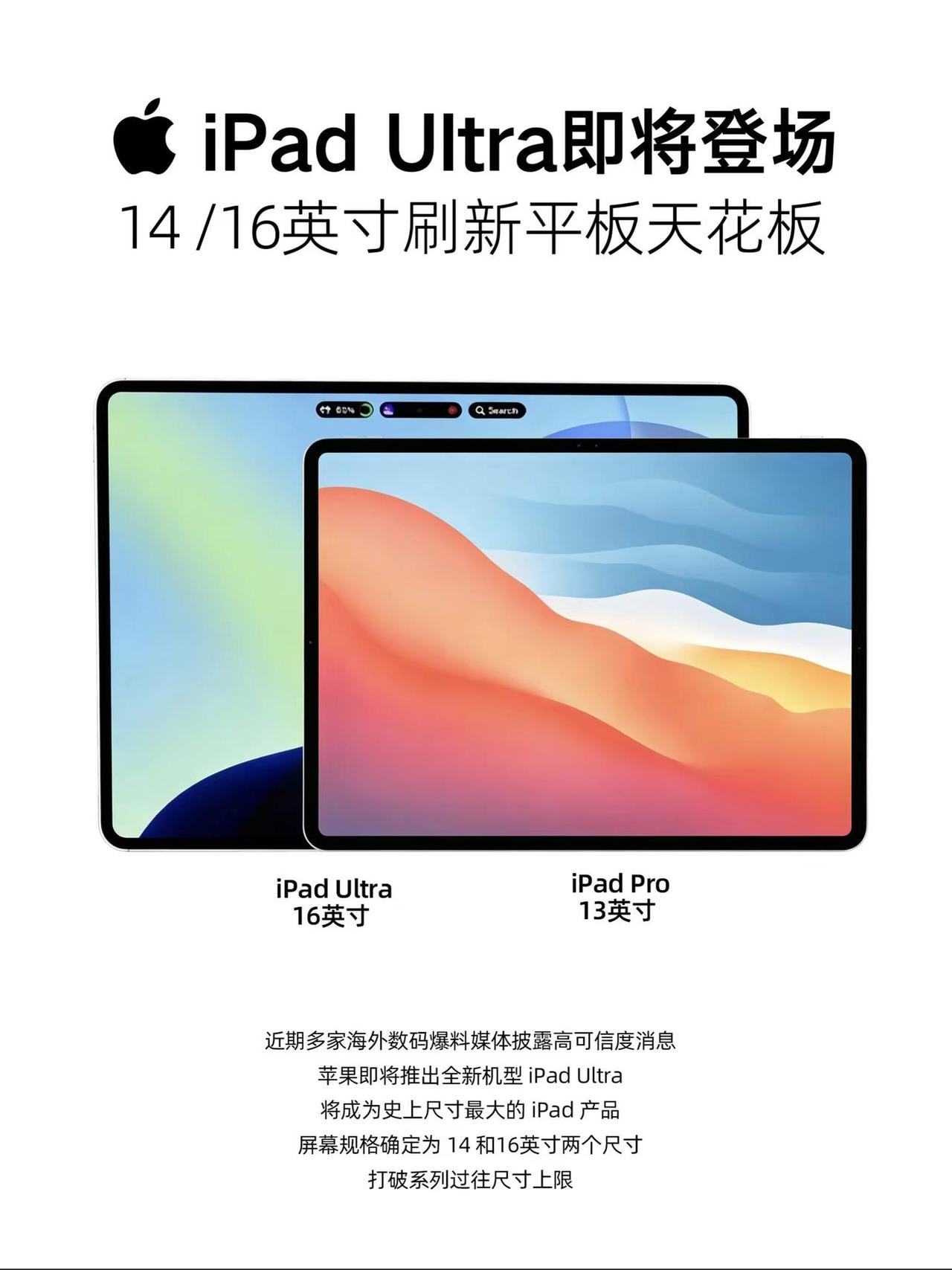 iPad Ultra新品即将登场。iPad Ultra新品即将登场，刷新平板天花