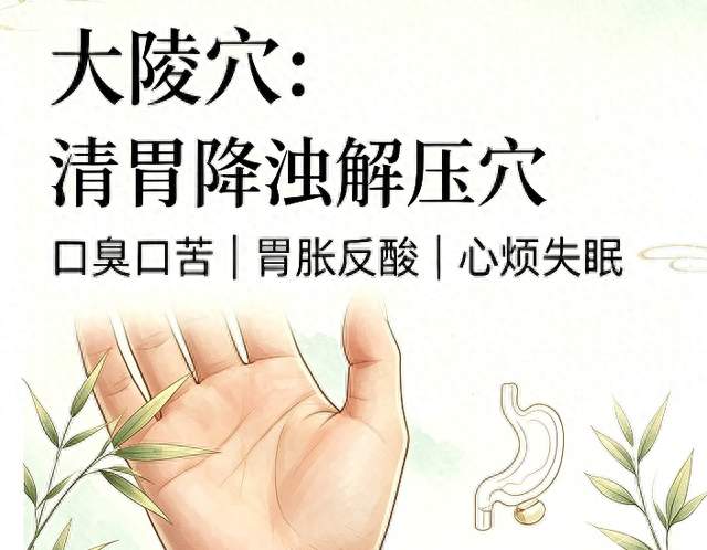 大陵穴：清胃降浊的解压穴！口臭口苦、胃胀反酸、心烦失眠