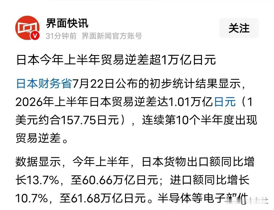 日本怎么就成了一个逆差国了呢？
……