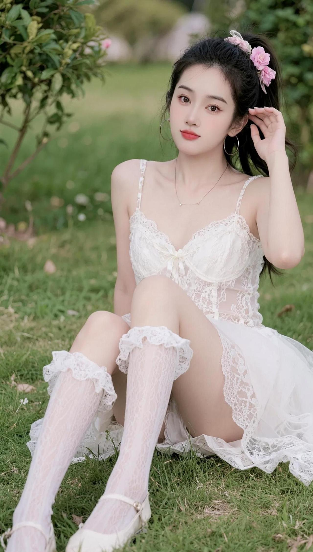 AI甜美蕾丝写真 抖音ai创作ai温柔氛围感自拍 抖玩法合伙人计划 情绪音乐玩法