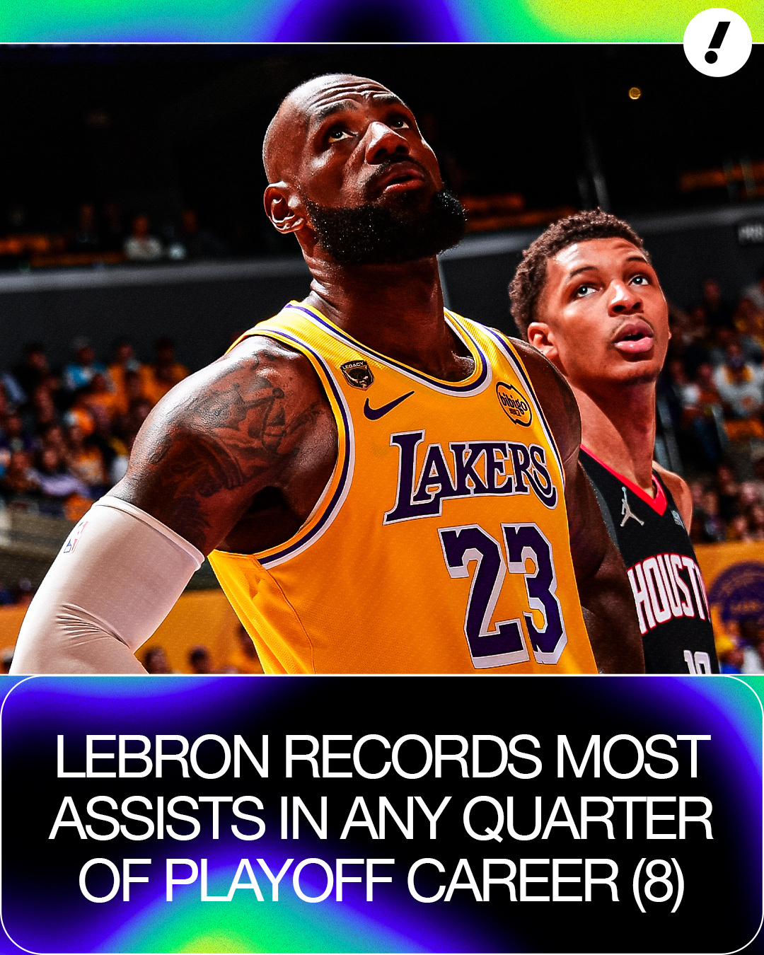 詹姆斯9分钟8助攻，本赛季个人单节助攻新高，也是生涯季后赛单节助攻新高（第293