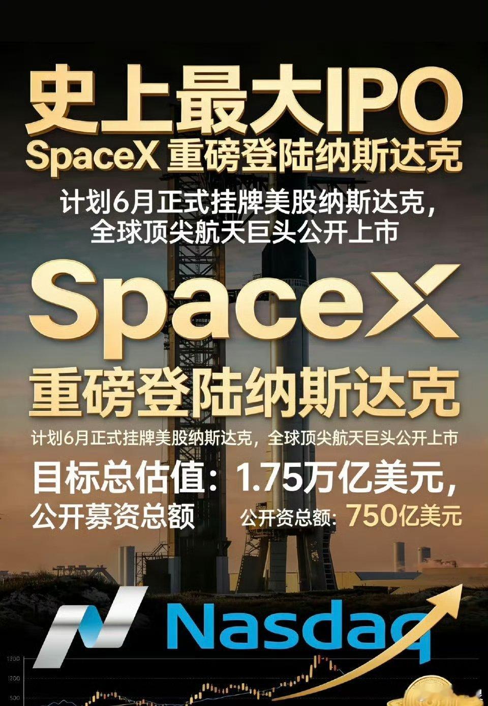史上最大IPO就要来了史诗级超级IPO潮袭来！SpaceX冲击全球史上最大募资，