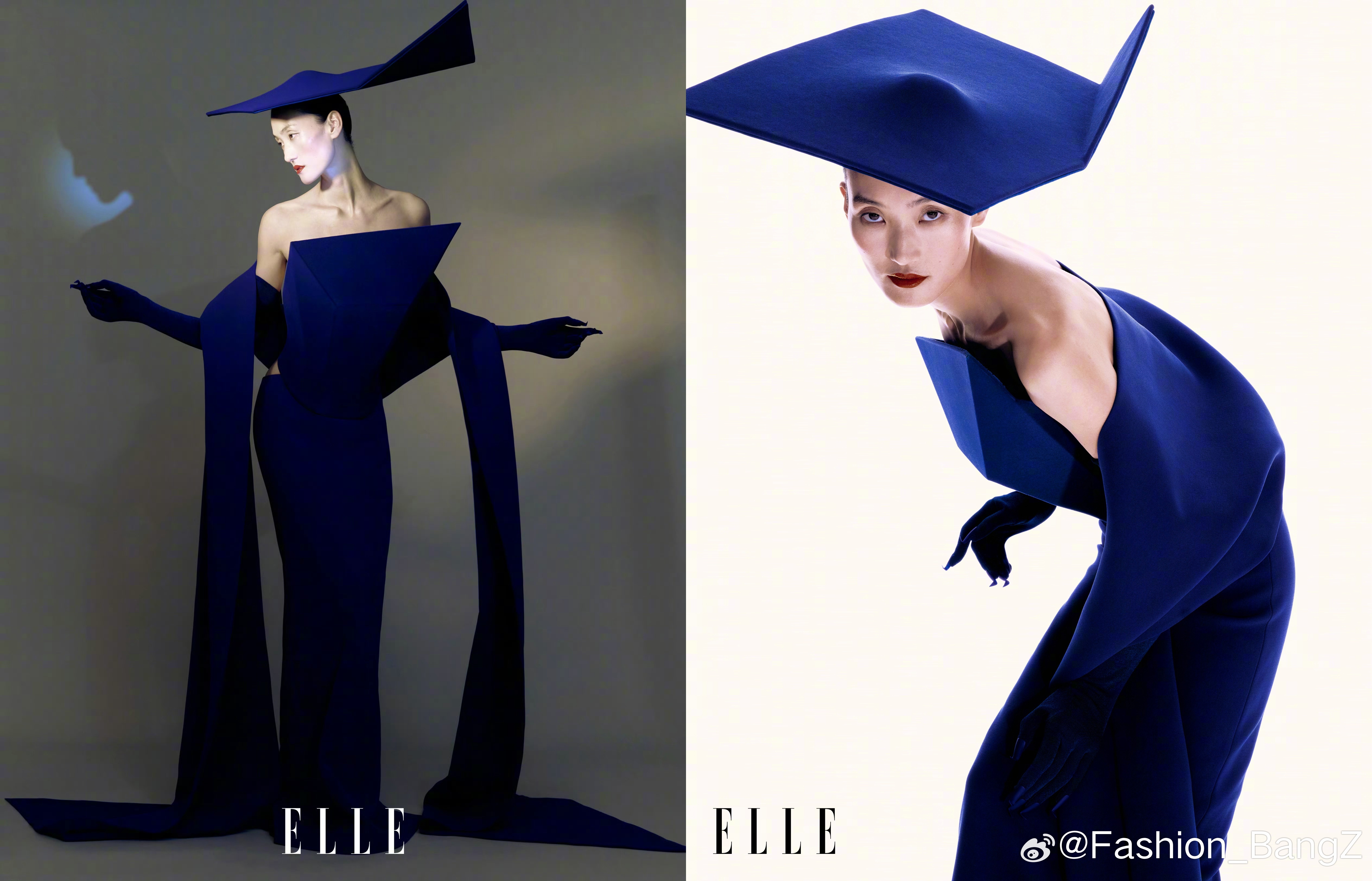 ELLE 十月刊，超模贺聪、张丽娜登上封面，演绎高定专题大片。巴黎的日与夜，华美