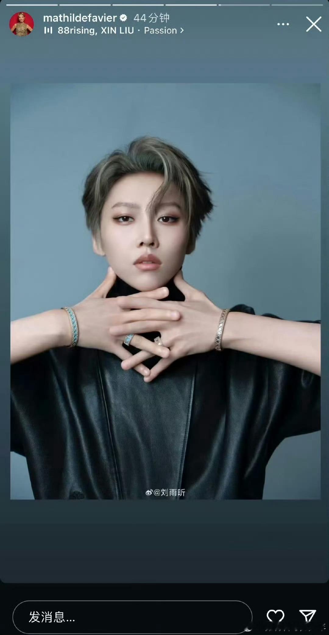Dior 全球pr转发了刘雨昕首戴新系列珠宝，全球大使 global人见人爱 ！