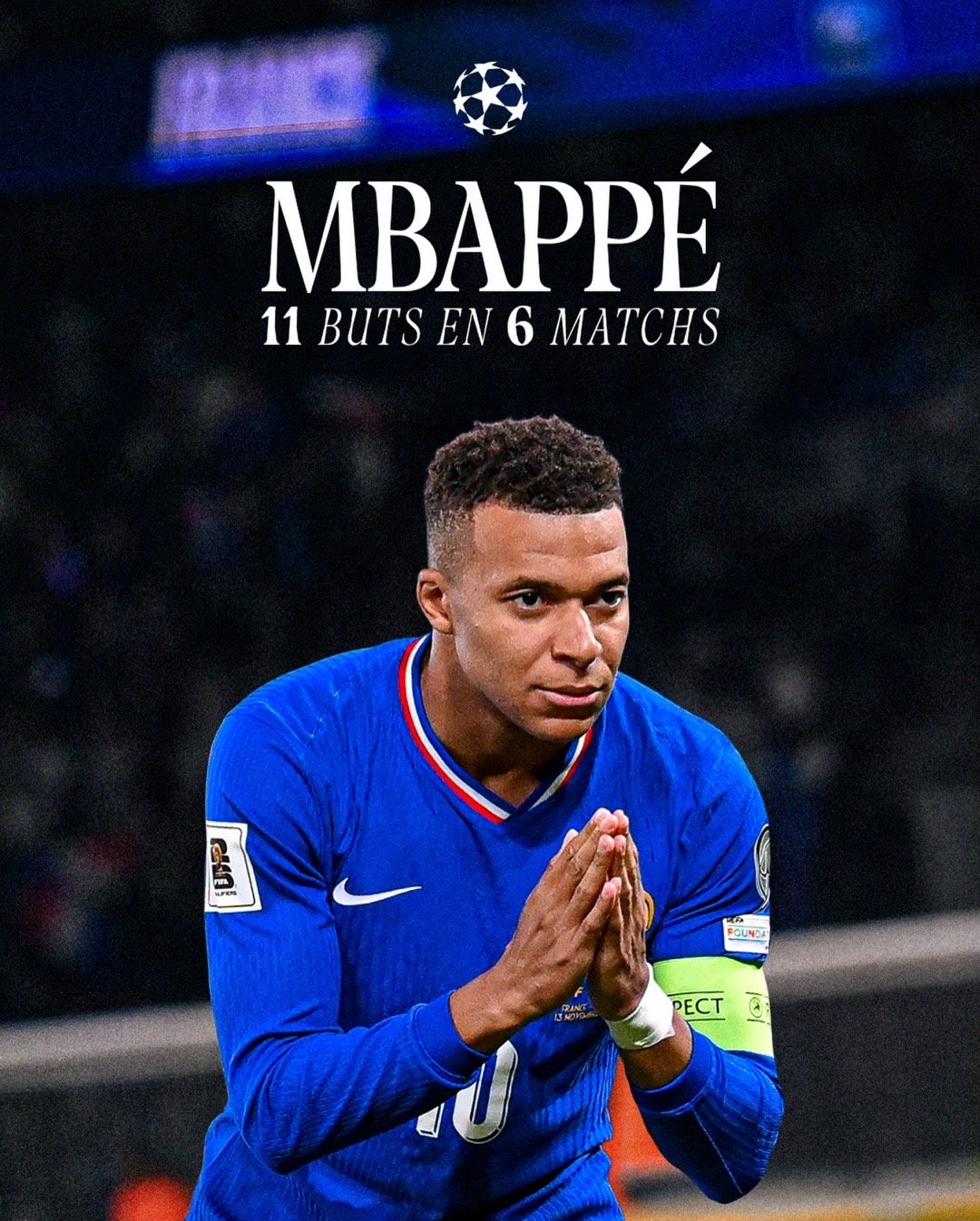 姆巴佩  equipedefrance:欧冠赛场依旧火力全开🥵🔥🇫🇷 我