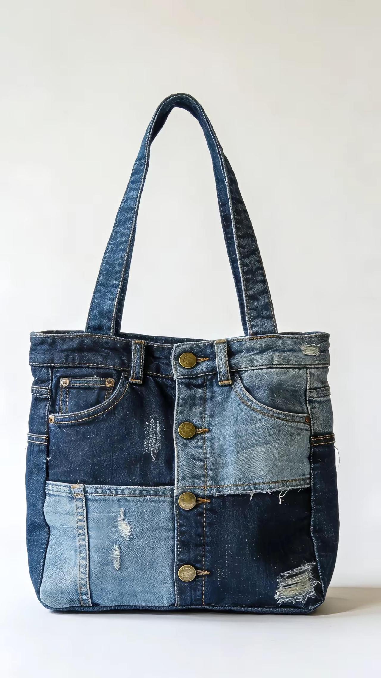 旧牛仔裤不要丢，改几个实用布包，好看实用布艺手工 拼布手工 手工包 缝纫机手工牛