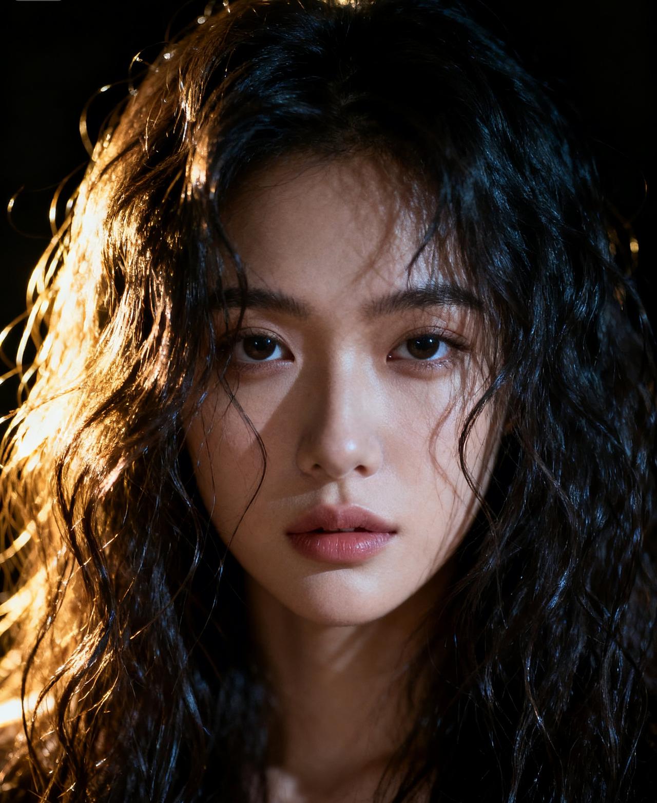 光影与卷发交织，氛围感直接拉满